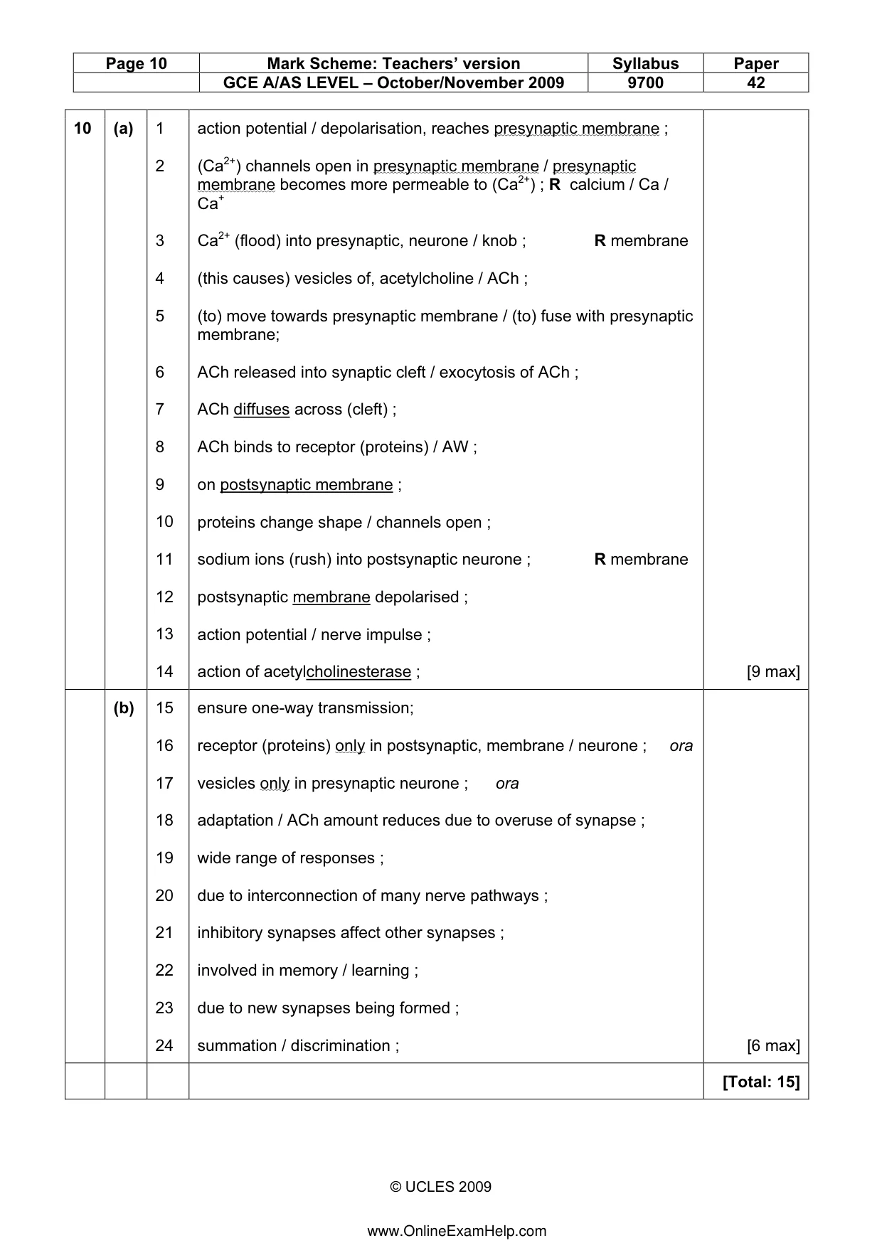 Mark scheme, page 10 of 10
