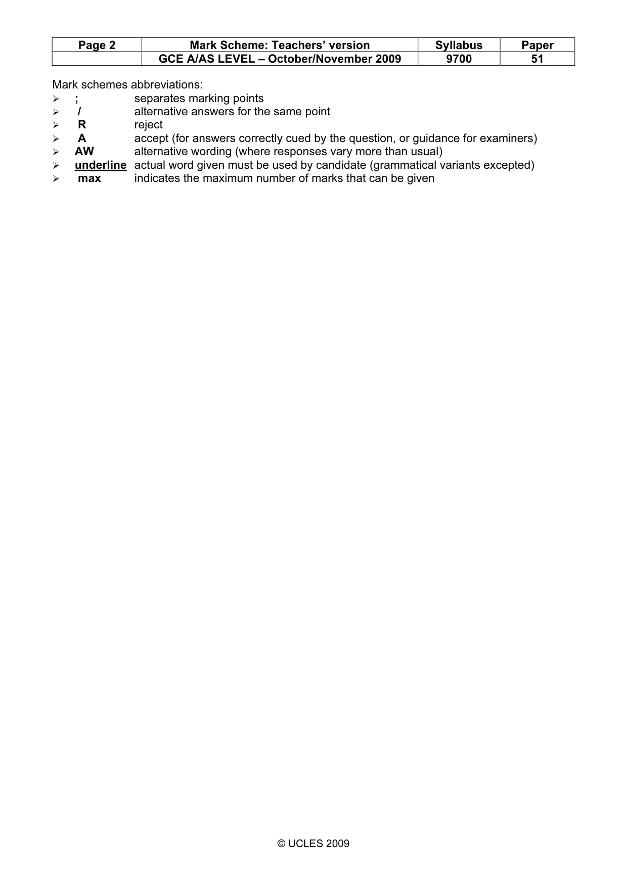 Mark scheme, page 2 of 6