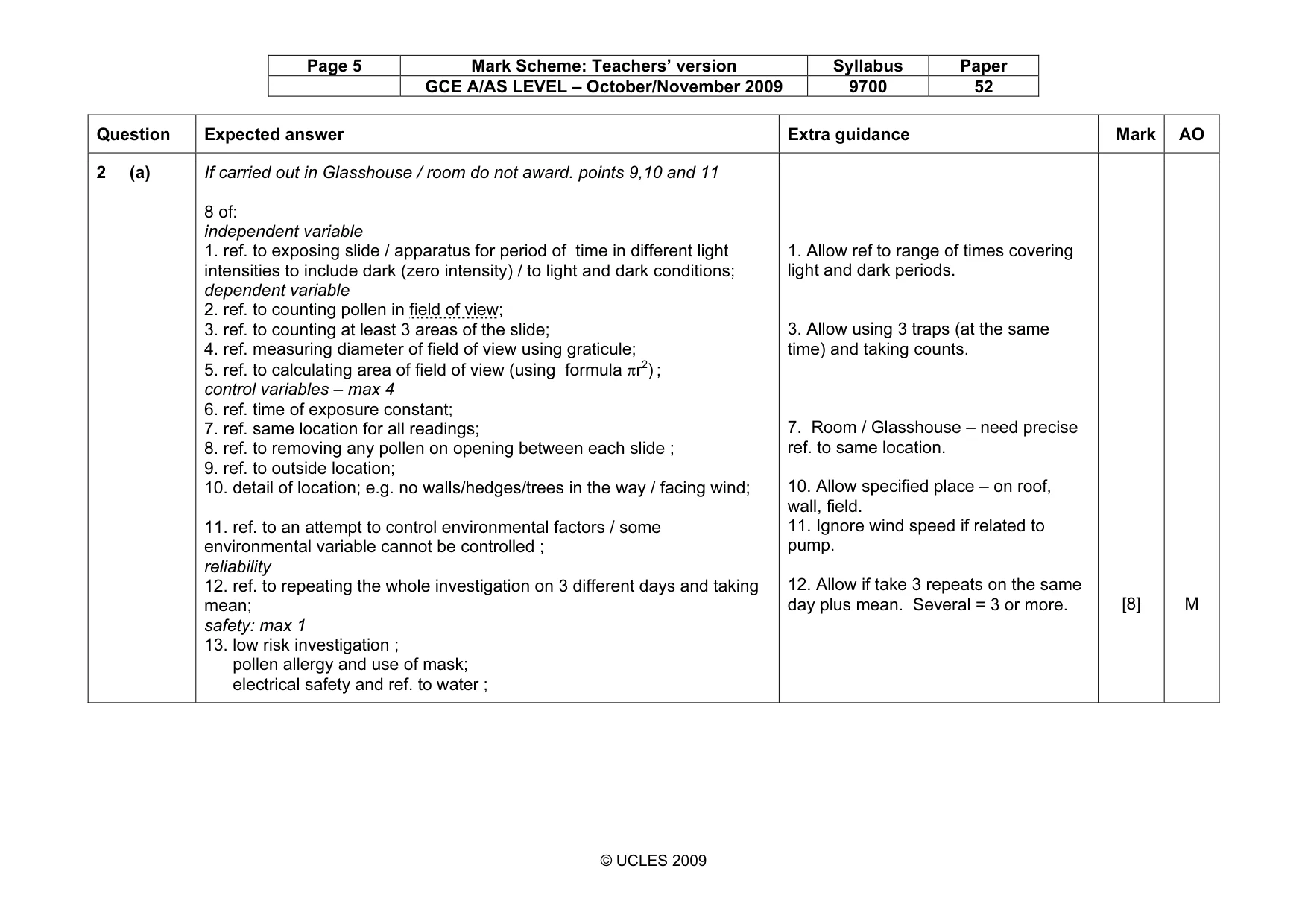 Mark scheme, page 5 of 7