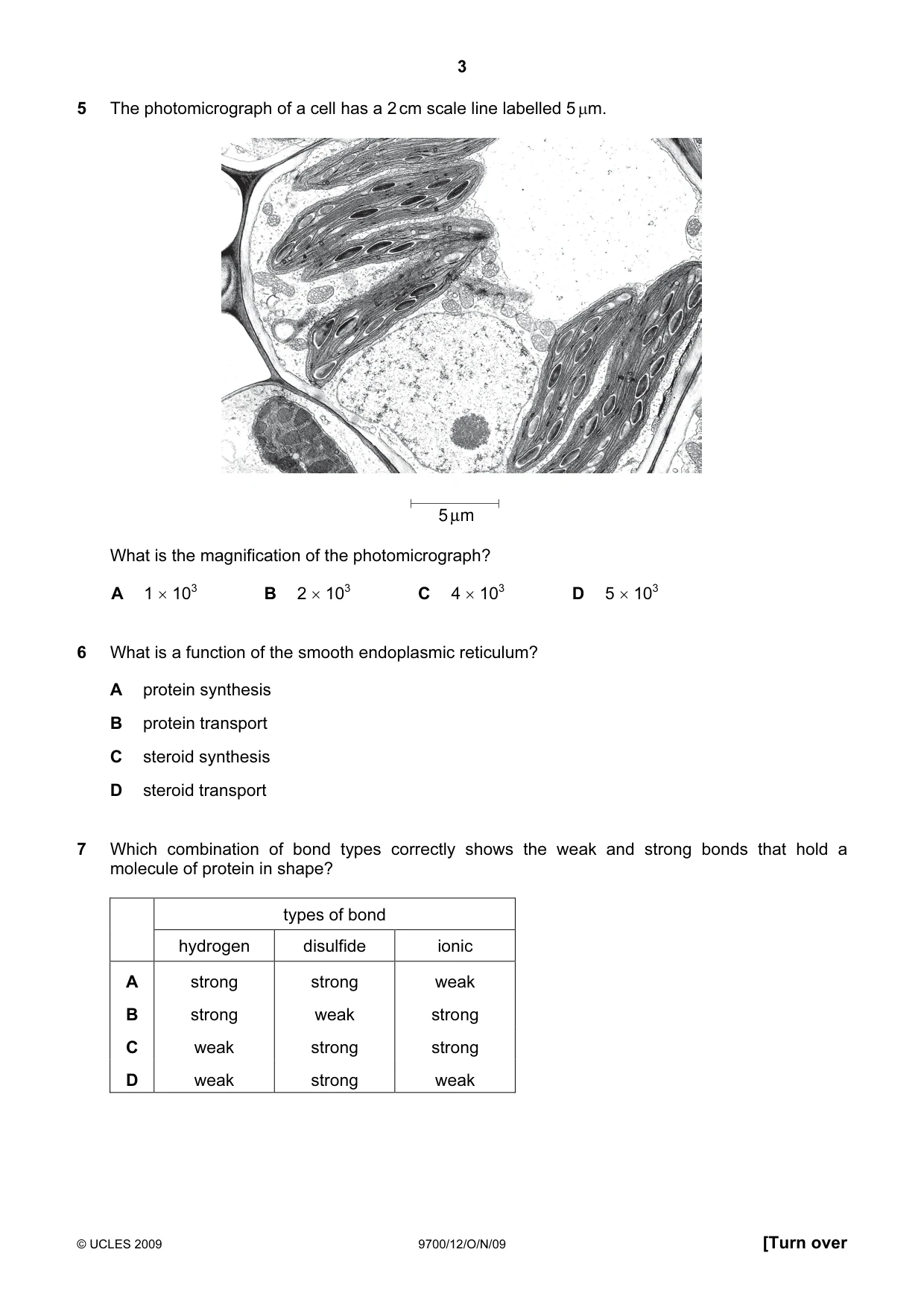 Cambridge A Level Biology 9700 2009 Oct/Nov Paper 1 · Variant 2 question paper, page 3 of 16