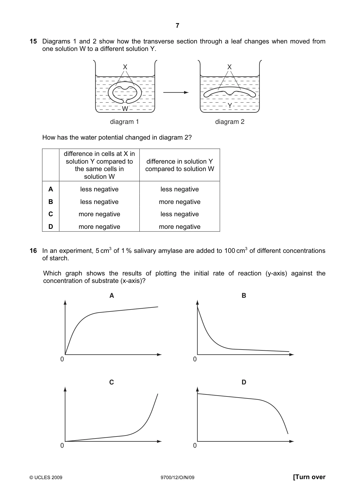 Cambridge A Level Biology 9700 2009 Oct/Nov Paper 1 · Variant 2 question paper, page 7 of 16