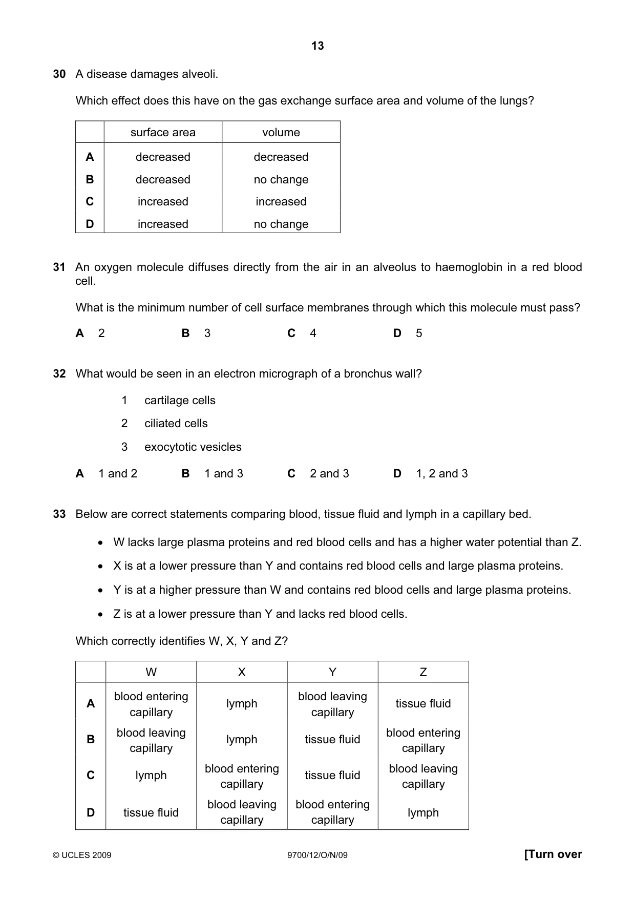 Cambridge A Level Biology 9700 2009 Oct/Nov Paper 1 · Variant 2 question paper, page 13 of 16