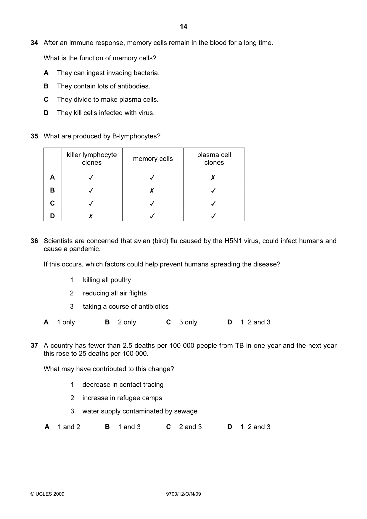 Cambridge A Level Biology 9700 2009 Oct/Nov Paper 1 · Variant 2 question paper, page 14 of 16