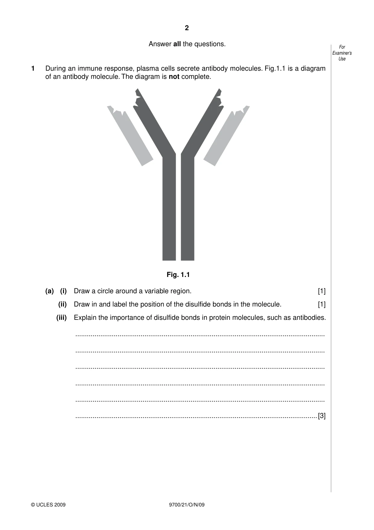 Cambridge A Level Biology 9700 2009 Oct/Nov Paper 2 · Variant 1 question paper, page 2 of 16