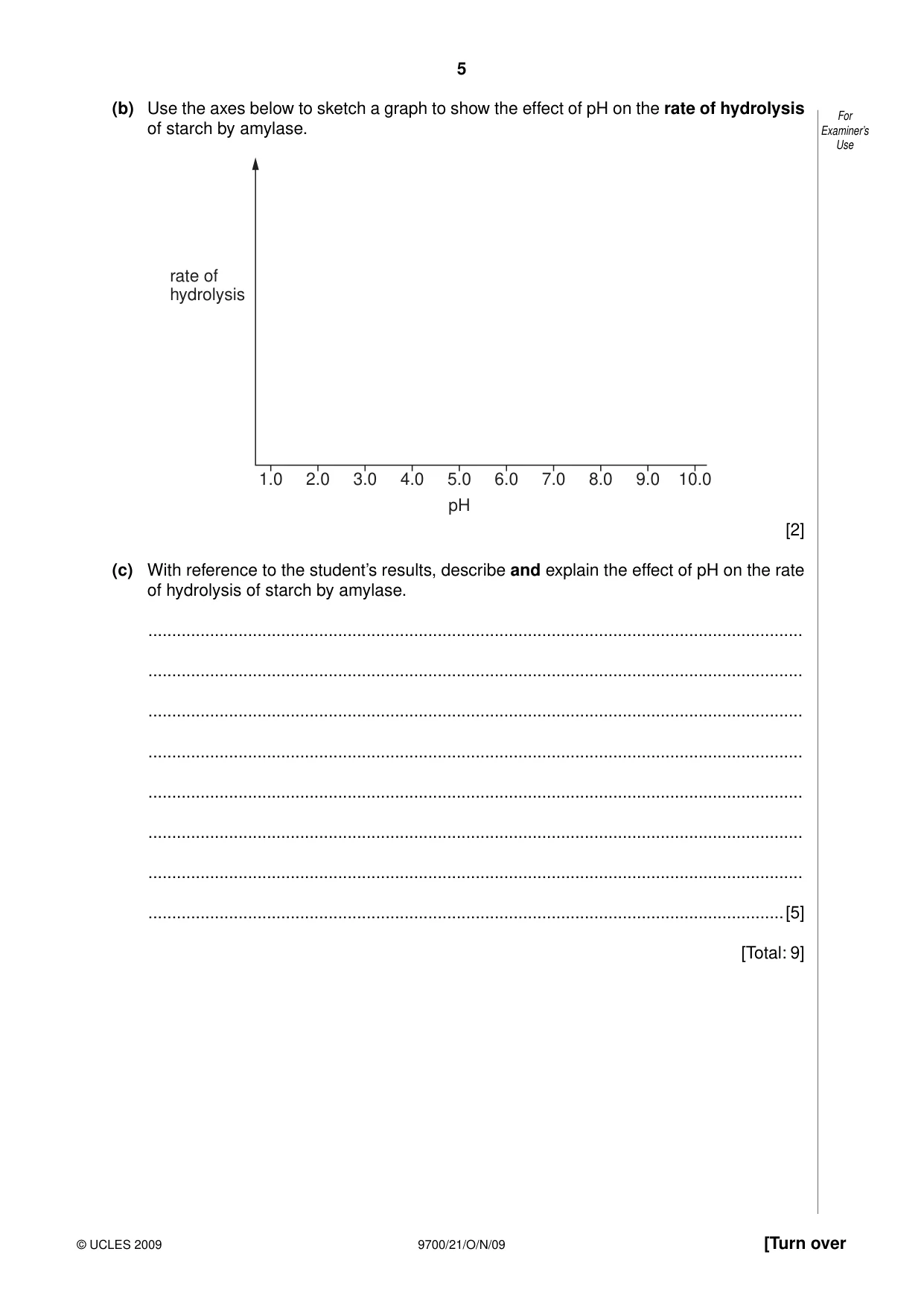 Cambridge A Level Biology 9700 2009 Oct/Nov Paper 2 · Variant 1 question paper, page 5 of 16
