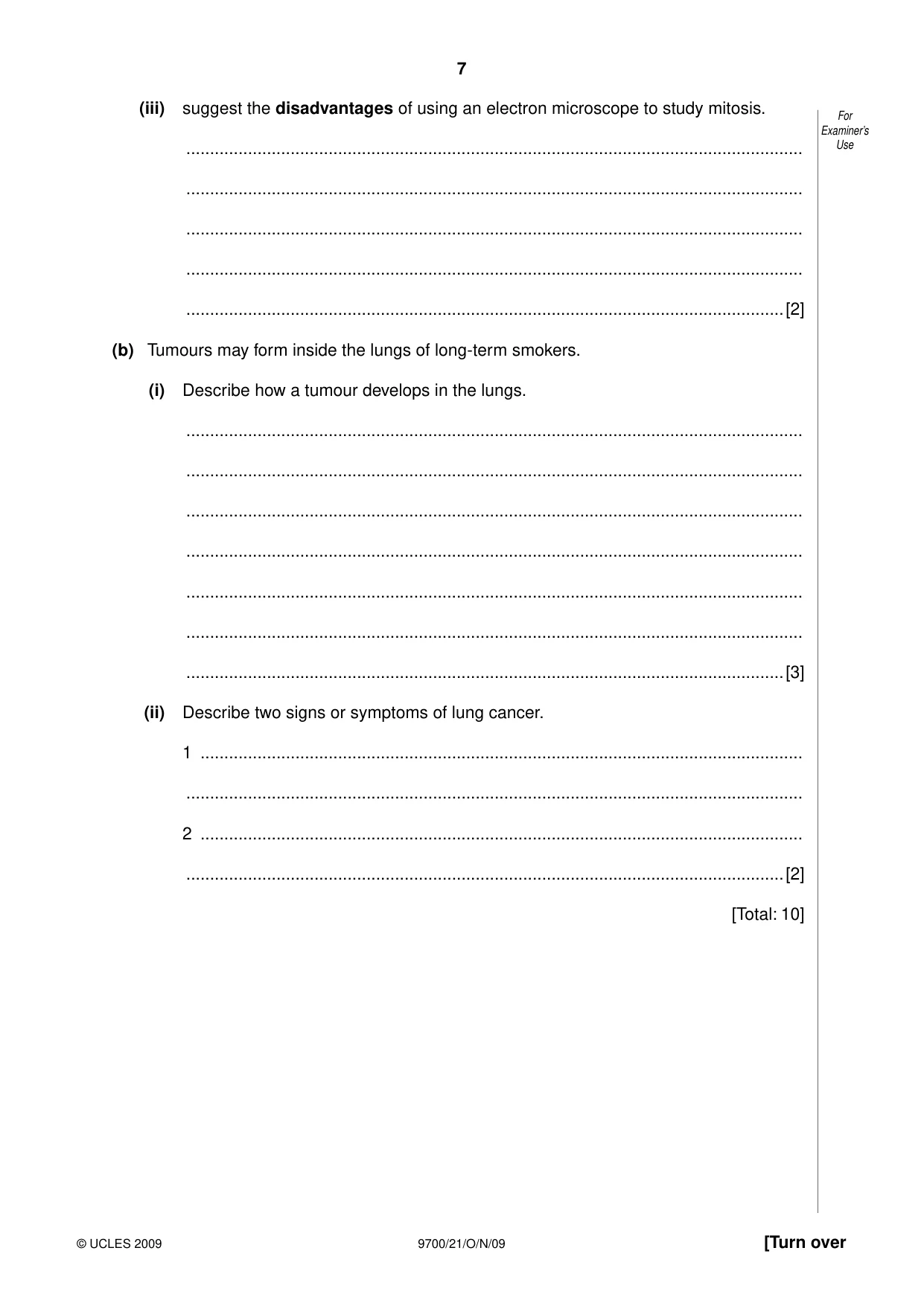 Cambridge A Level Biology 9700 2009 Oct/Nov Paper 2 · Variant 1 question paper, page 7 of 16
