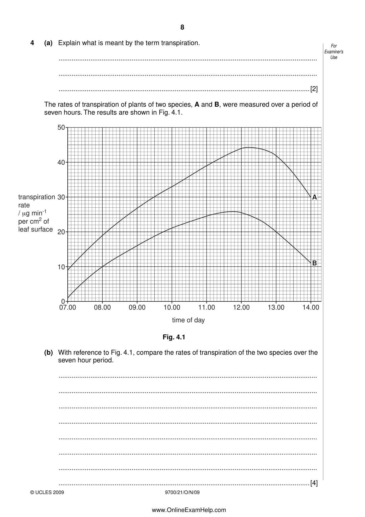 Cambridge A Level Biology 9700 2009 Oct/Nov Paper 2 · Variant 1 question paper, page 8 of 16