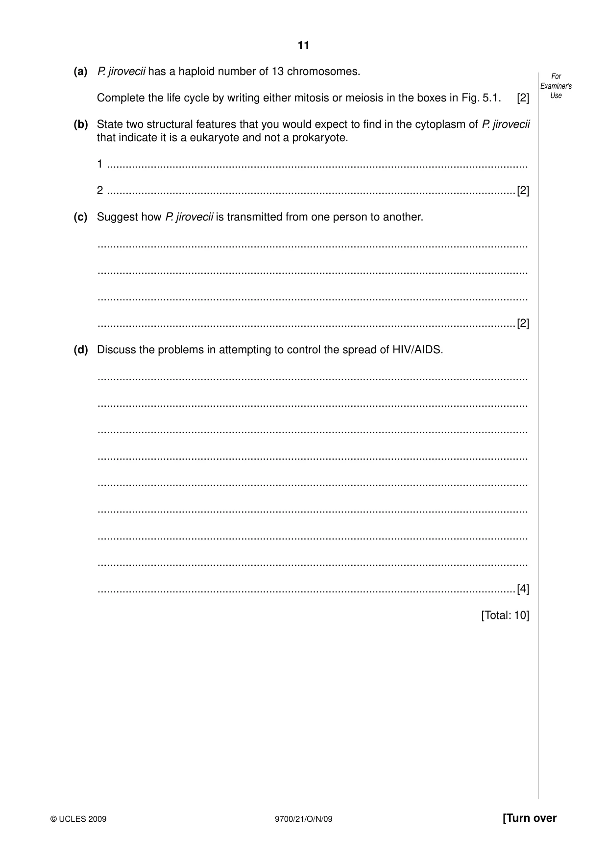 Cambridge A Level Biology 9700 2009 Oct/Nov Paper 2 · Variant 1 question paper, page 11 of 16