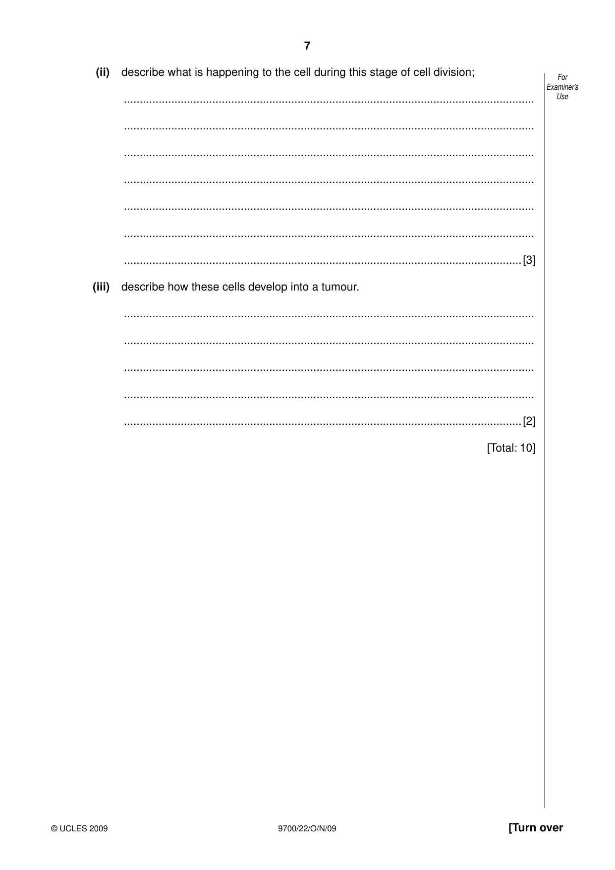 Cambridge A Level Biology 9700 2009 Oct/Nov Paper 2 · Variant 2 question paper, page 7 of 16