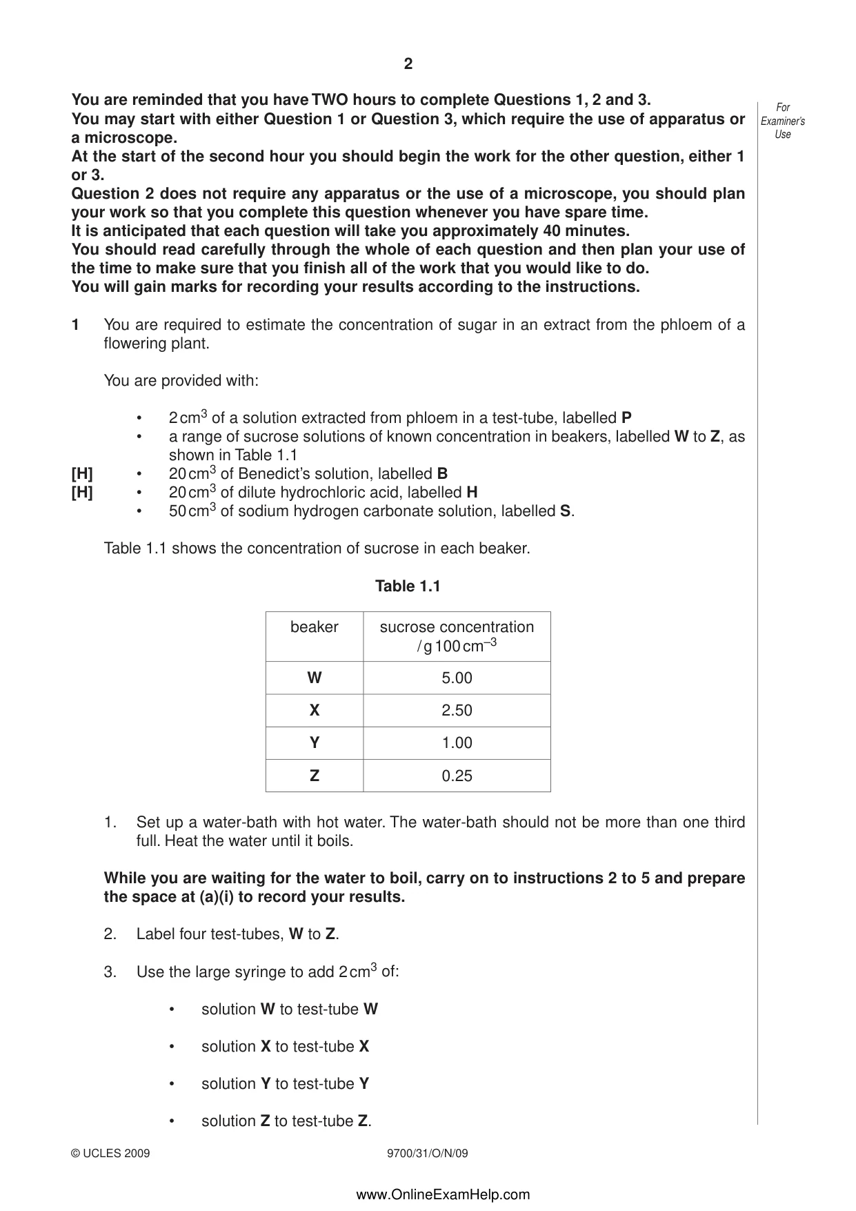 Cambridge A Level Biology 9700 2009 Oct/Nov Paper 3 · Variant 1 question paper, page 2 of 12