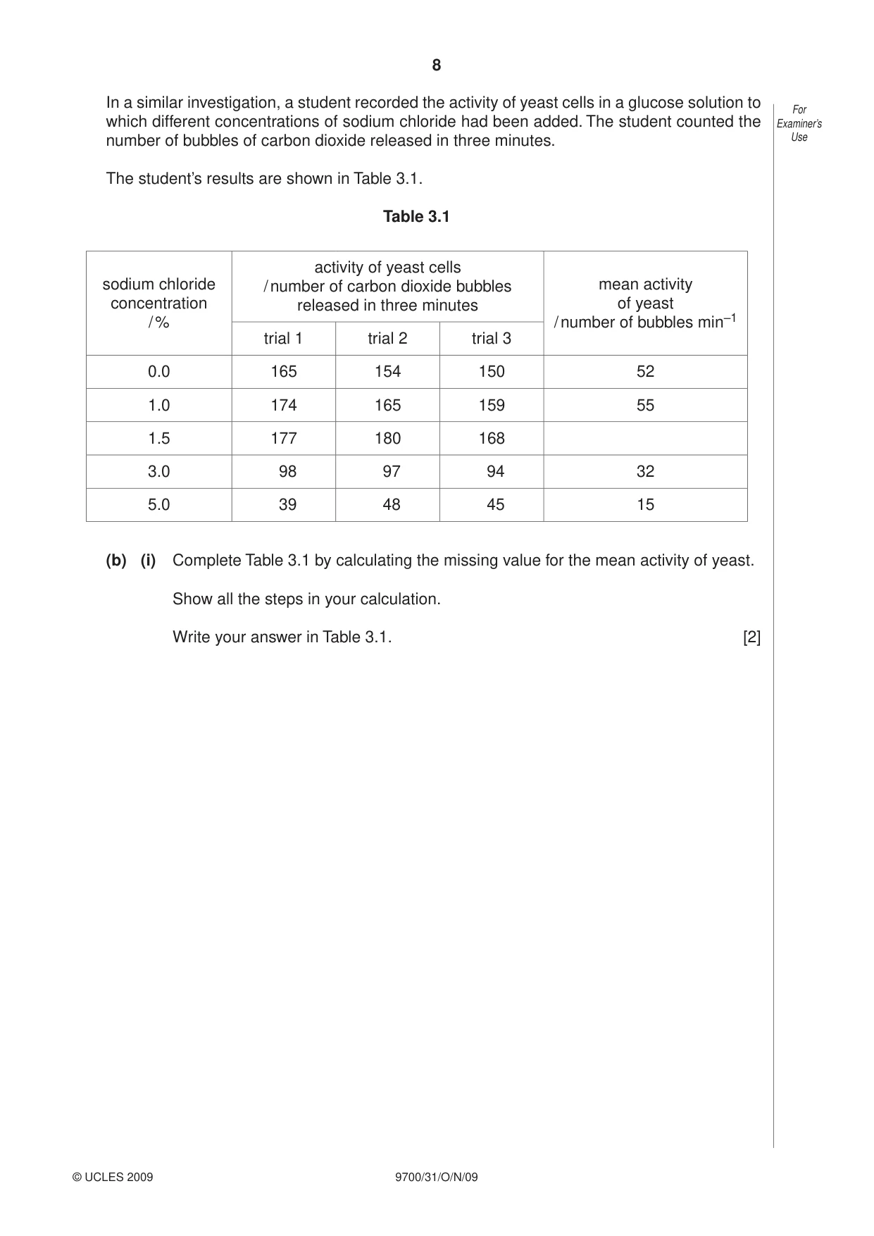 Cambridge A Level Biology 9700 2009 Oct/Nov Paper 3 · Variant 1 question paper, page 8 of 12