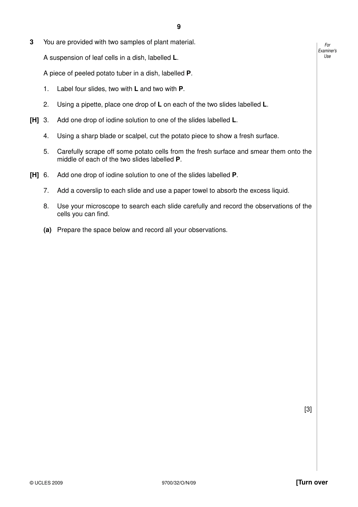 Cambridge A Level Biology 9700 2009 Oct/Nov Paper 3 · Variant 2 question paper, page 9 of 12