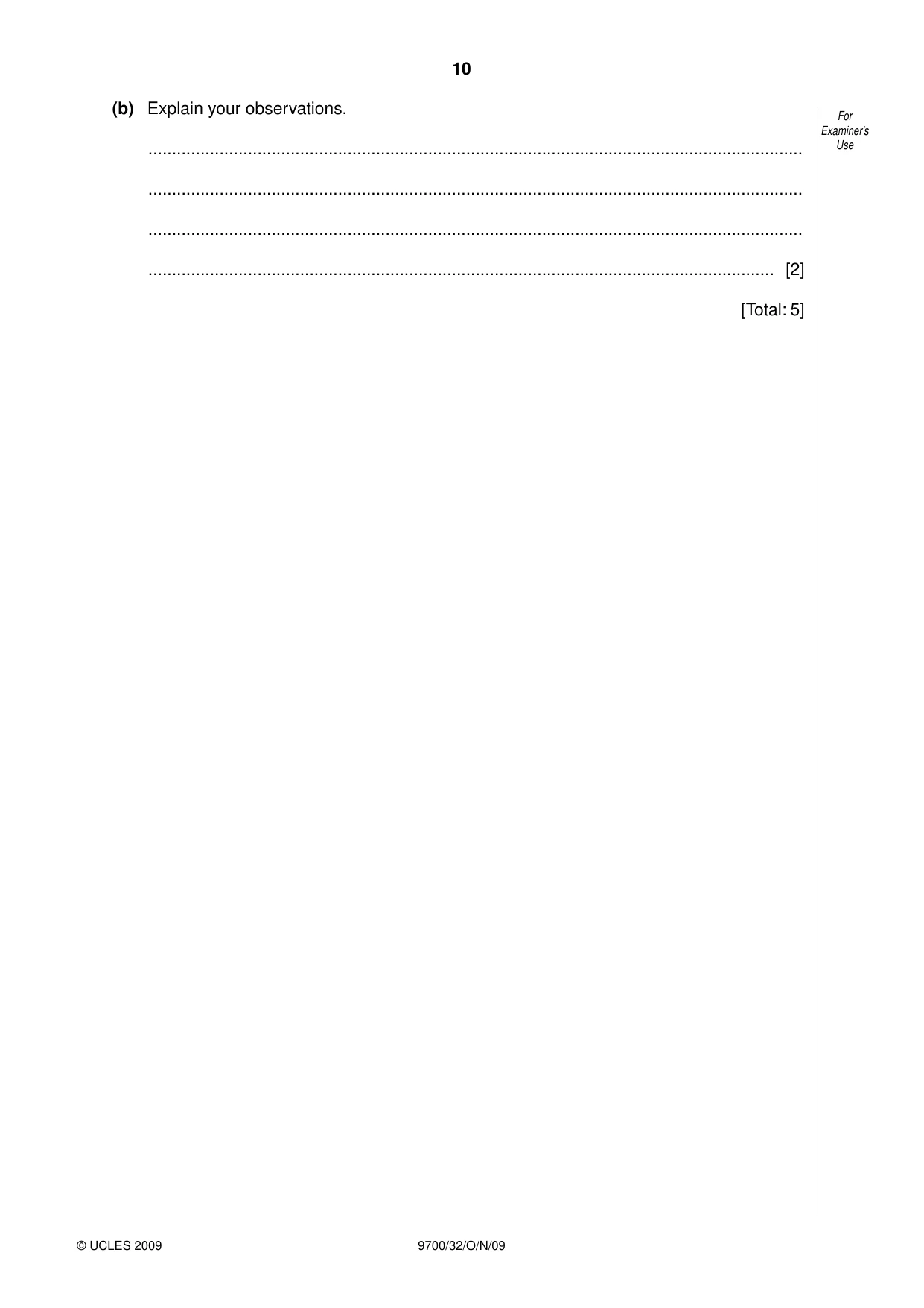 Cambridge A Level Biology 9700 2009 Oct/Nov Paper 3 · Variant 2 question paper, page 10 of 12
