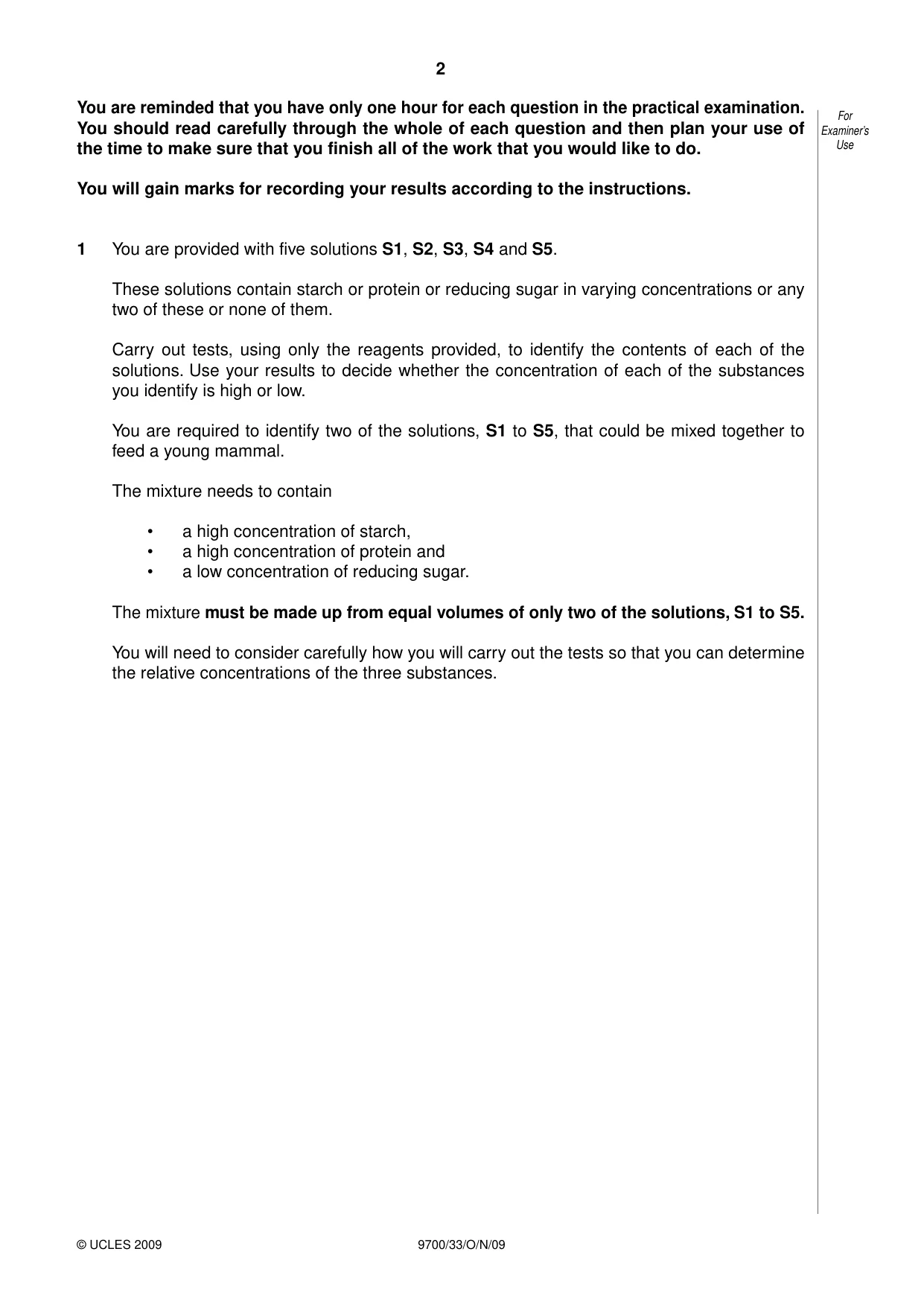Cambridge A Level Biology 9700 2009 Oct/Nov Paper 3 · Variant 3 question paper, page 2 of 12