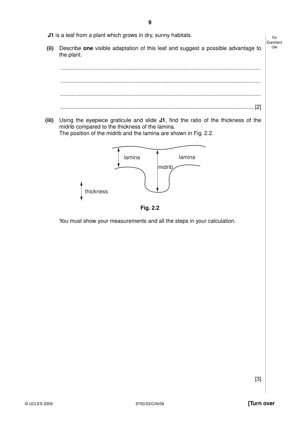 Cambridge A Level Biology 9700 2009 Oct/Nov Paper 3 · Variant 3 question paper, page 9 of 12