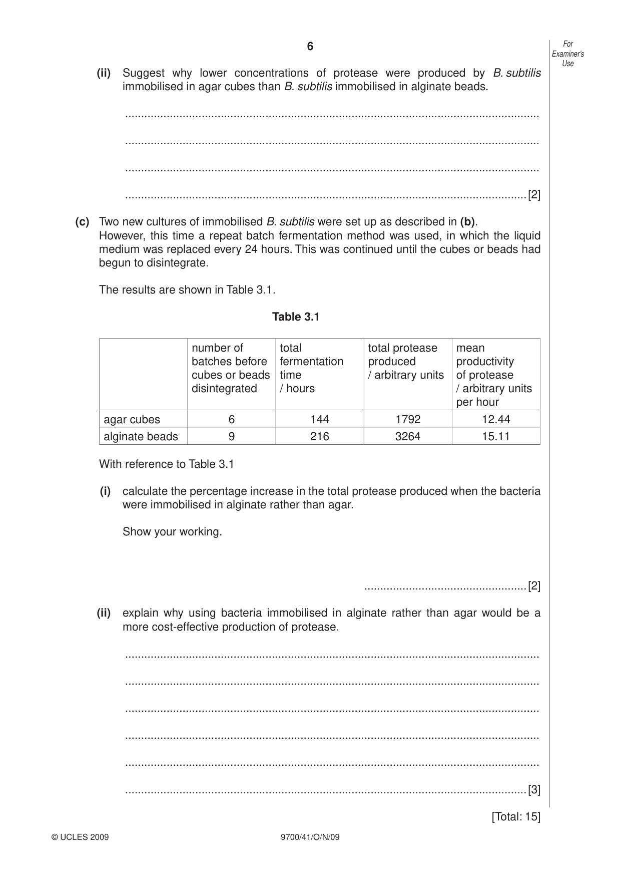 Cambridge A Level Biology 9700 2009 Oct/Nov Paper 4 · Variant 1 question paper, page 6 of 24