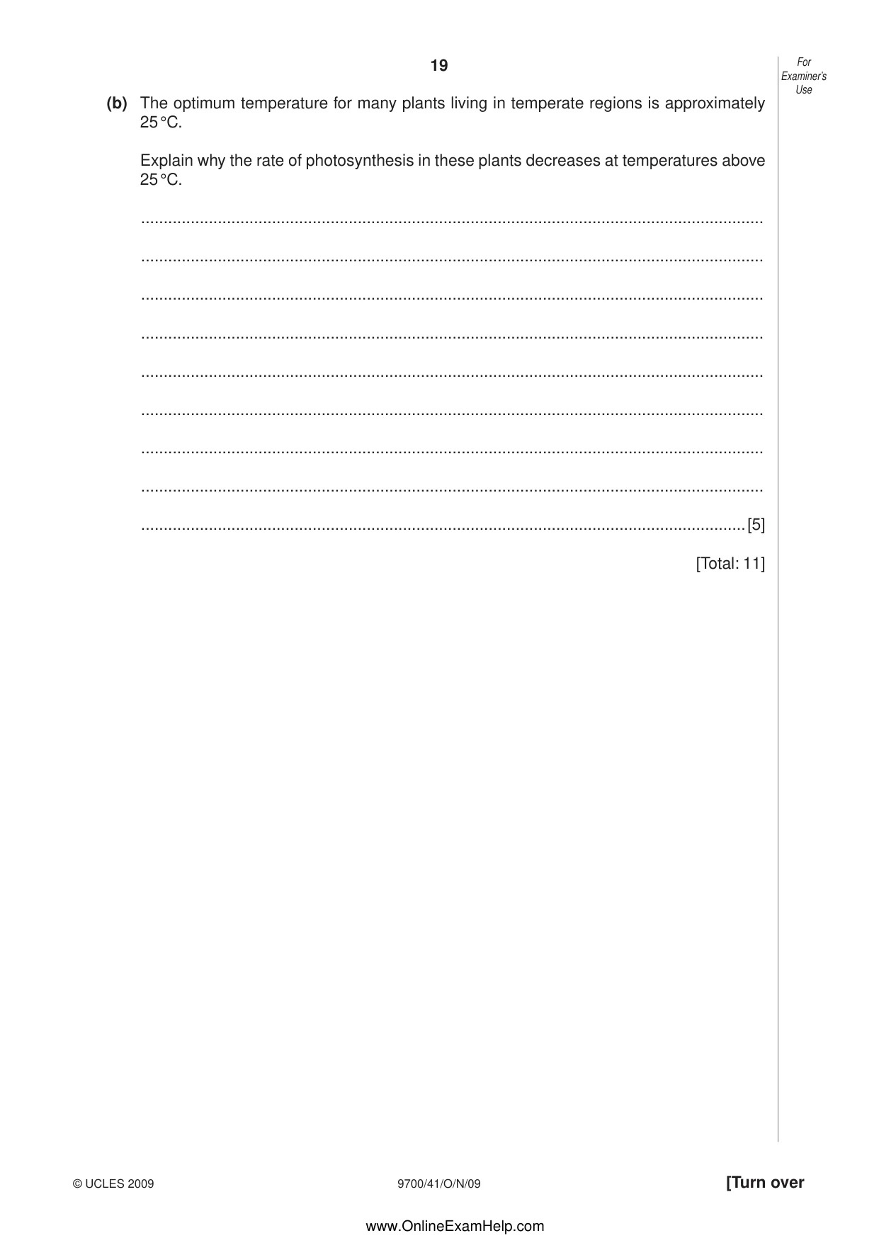 Cambridge A Level Biology 9700 2009 Oct/Nov Paper 4 · Variant 1 question paper, page 19 of 24