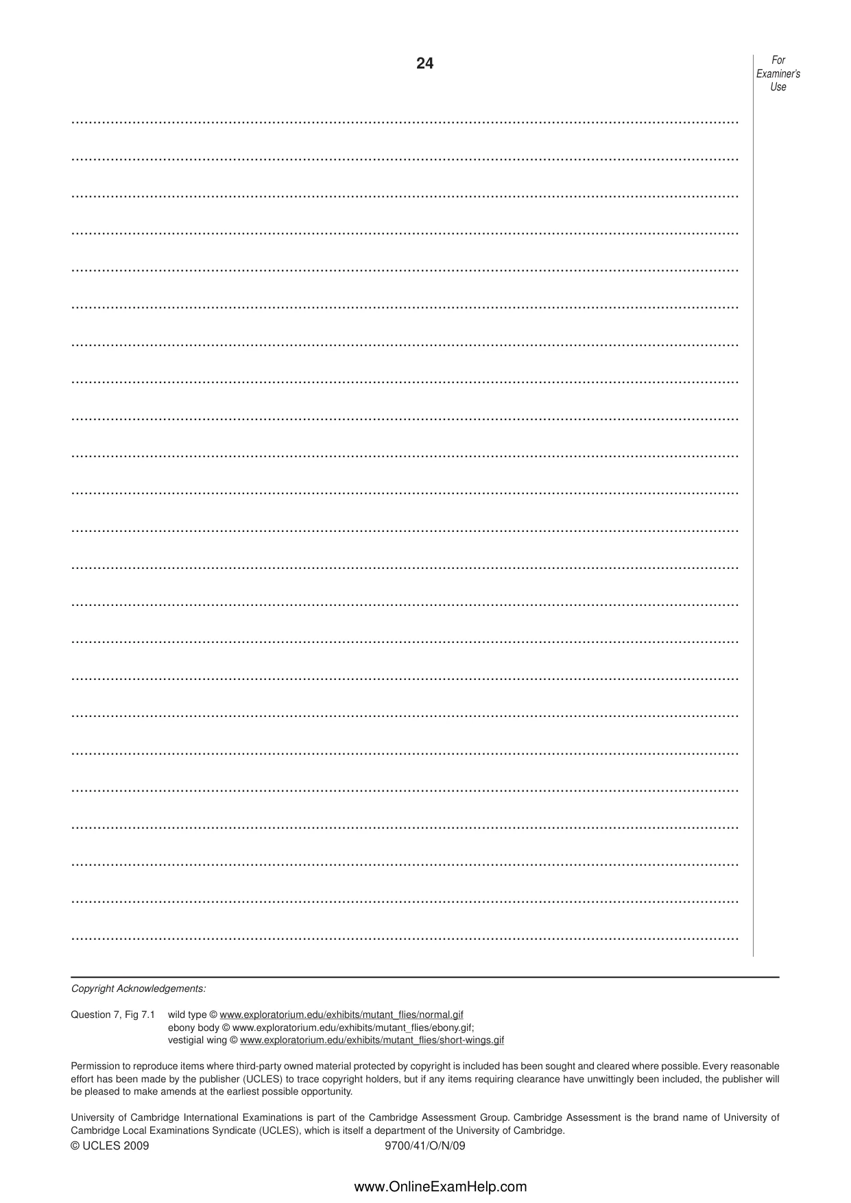 Cambridge A Level Biology 9700 2009 Oct/Nov Paper 4 · Variant 1 question paper, page 24 of 24