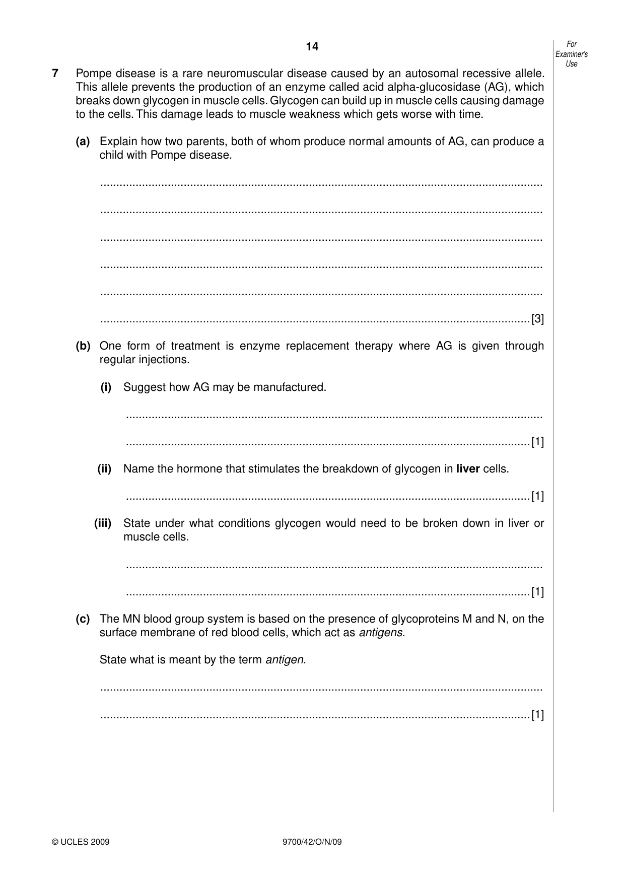 Cambridge A Level Biology 9700 2009 Oct/Nov Paper 4 · Variant 2 question paper, page 14 of 24