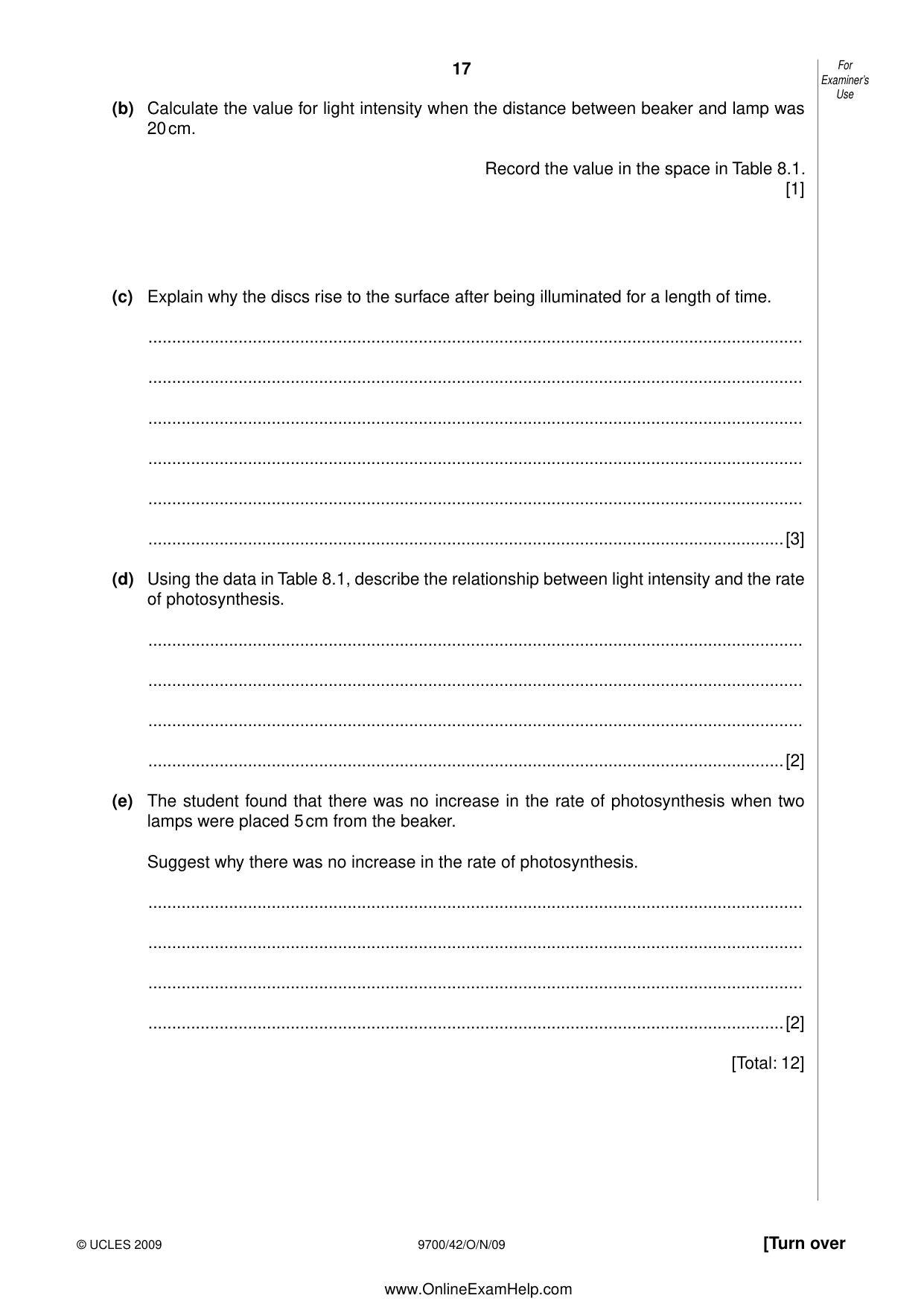 Cambridge A Level Biology 9700 2009 Oct/Nov Paper 4 · Variant 2 question paper, page 17 of 24