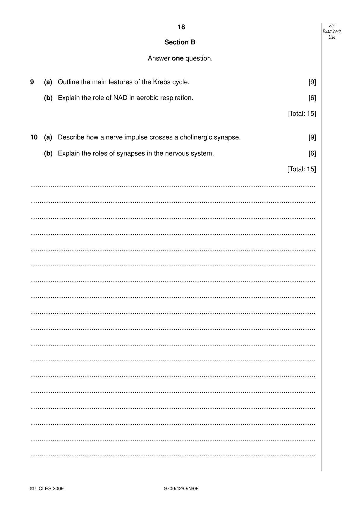 Cambridge A Level Biology 9700 2009 Oct/Nov Paper 4 · Variant 2 question paper, page 18 of 24