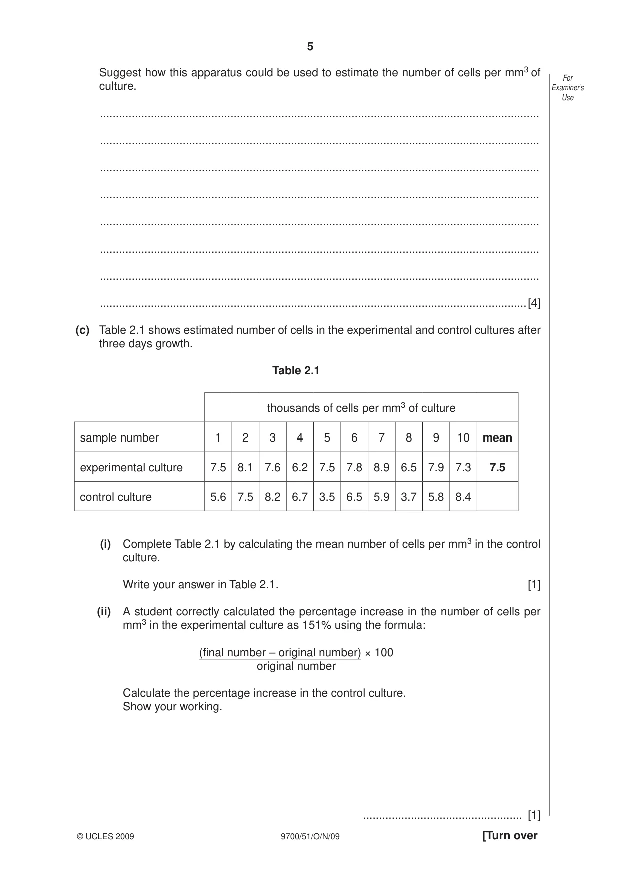 Cambridge A Level Biology 9700 2009 Oct/Nov Paper 5 · Variant 1 question paper, page 5 of 12