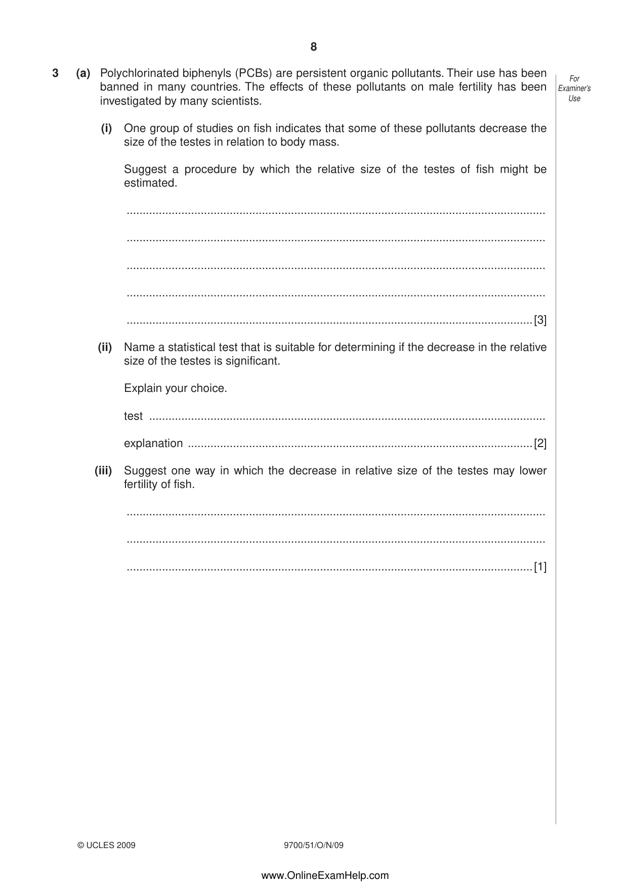 Cambridge A Level Biology 9700 2009 Oct/Nov Paper 5 · Variant 1 question paper, page 8 of 12