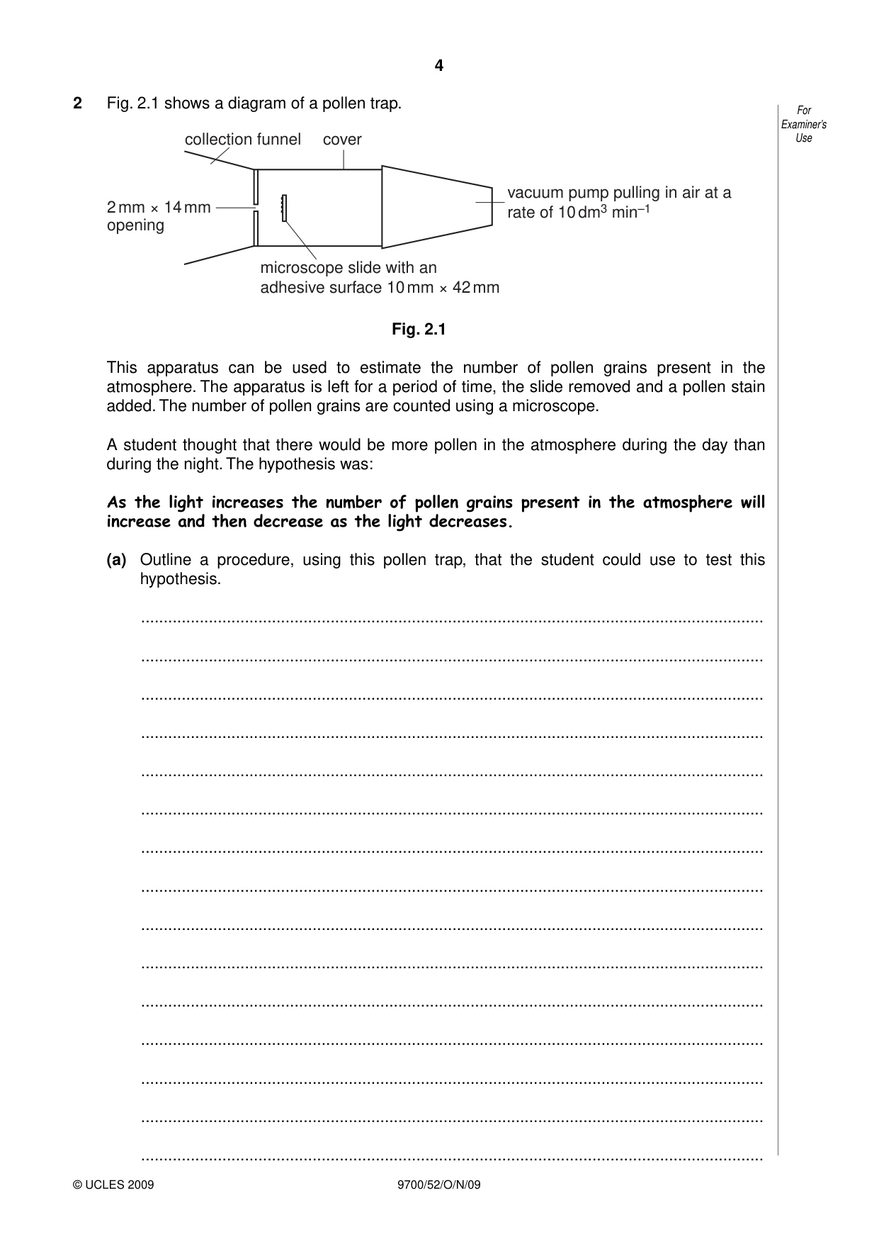 Cambridge A Level Biology 9700 2009 Oct/Nov Paper 5 · Variant 2 question paper, page 4 of 8