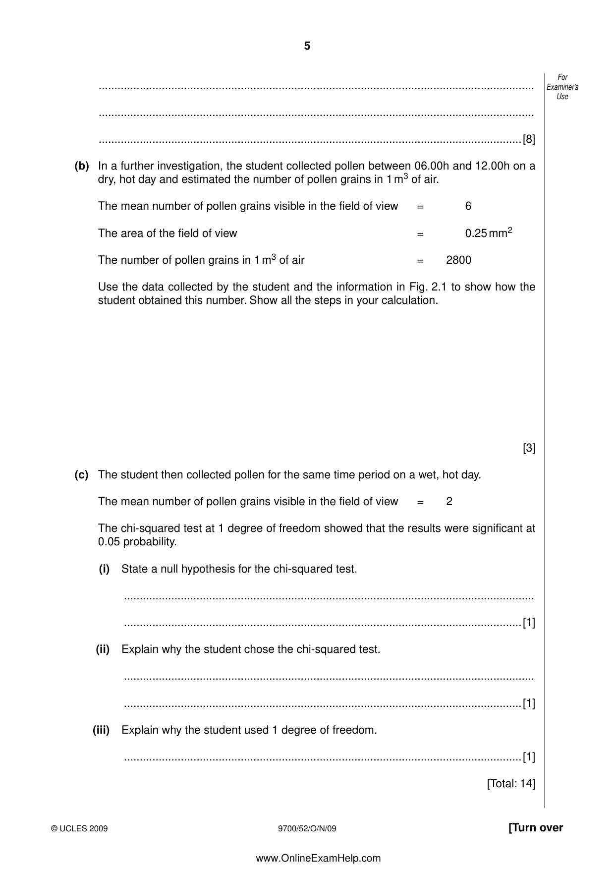 Cambridge A Level Biology 9700 2009 Oct/Nov Paper 5 · Variant 2 question paper, page 5 of 8