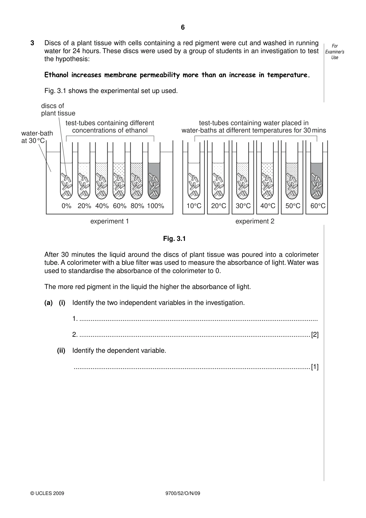 Cambridge A Level Biology 9700 2009 Oct/Nov Paper 5 · Variant 2 question paper, page 6 of 8
