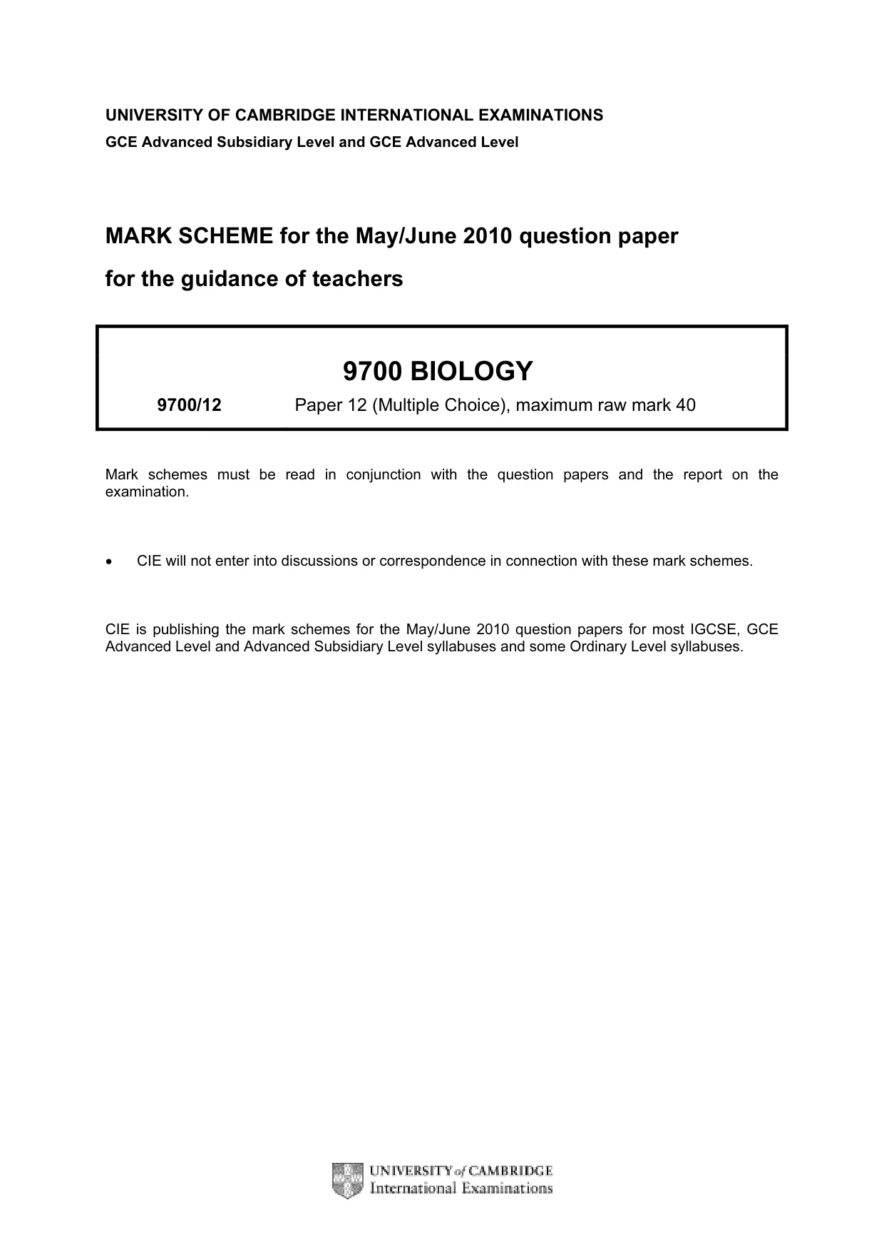 Mark scheme, page 1 of 2