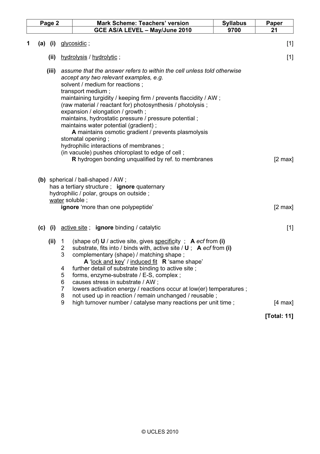 Mark scheme, page 2 of 6