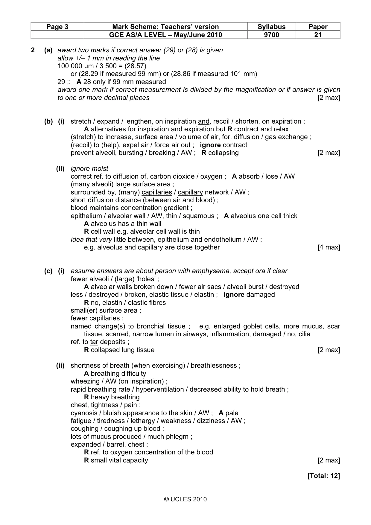 Mark scheme, page 3 of 6