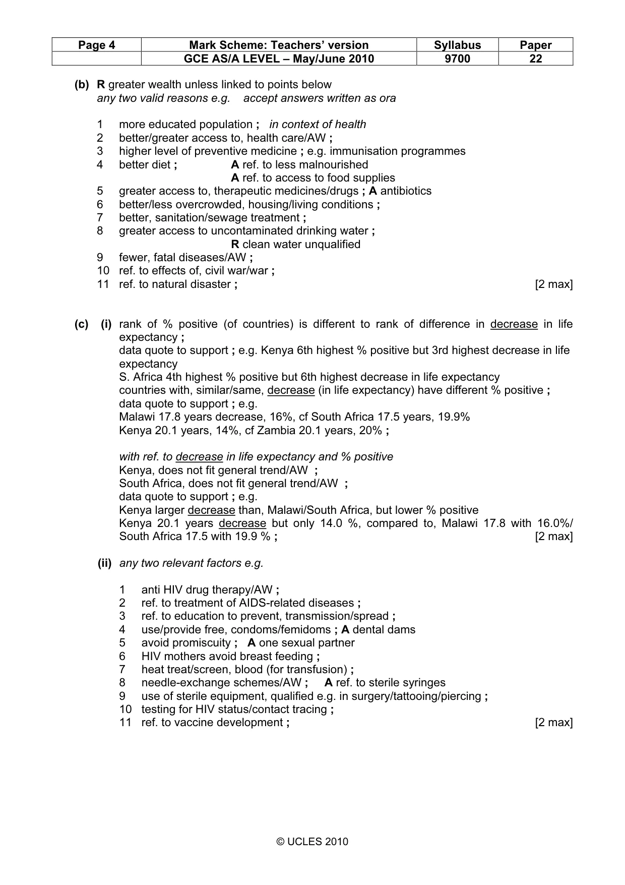 Mark scheme, page 4 of 7