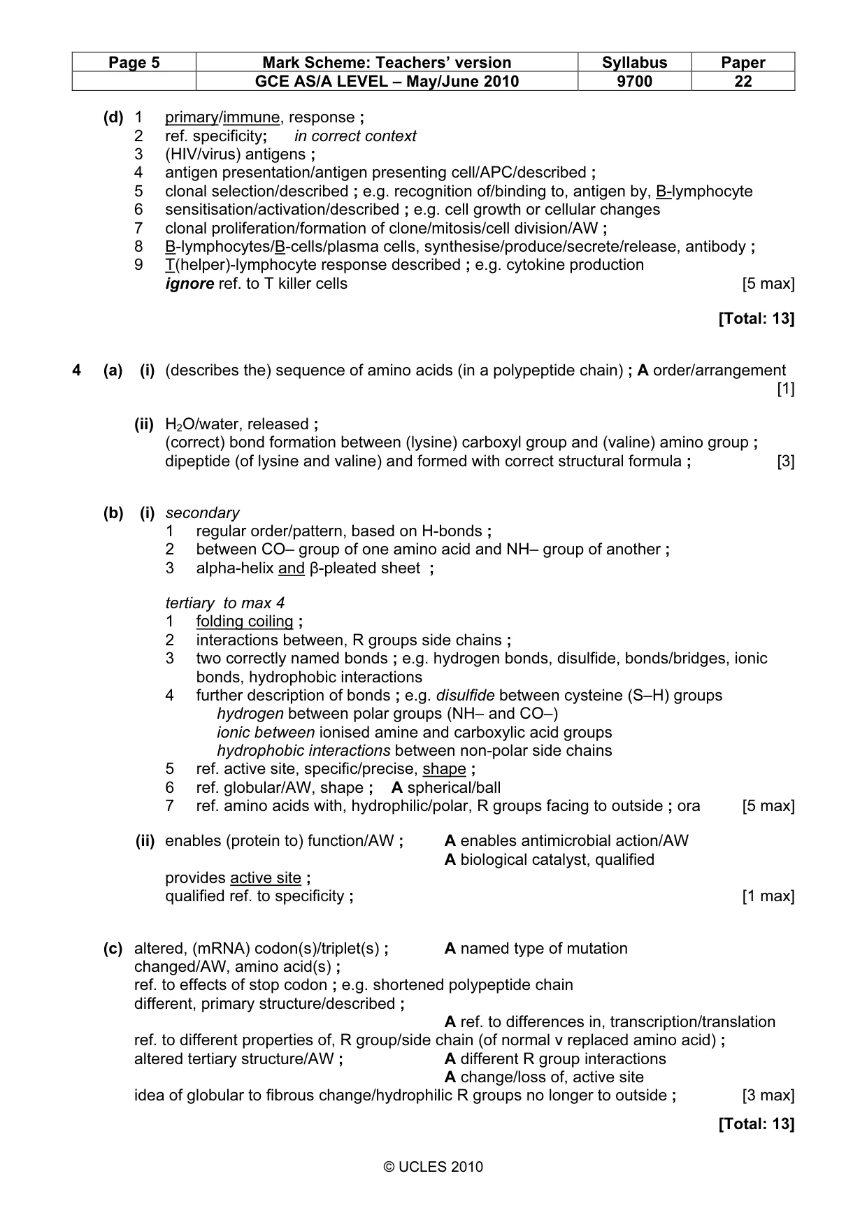 Mark scheme, page 5 of 7