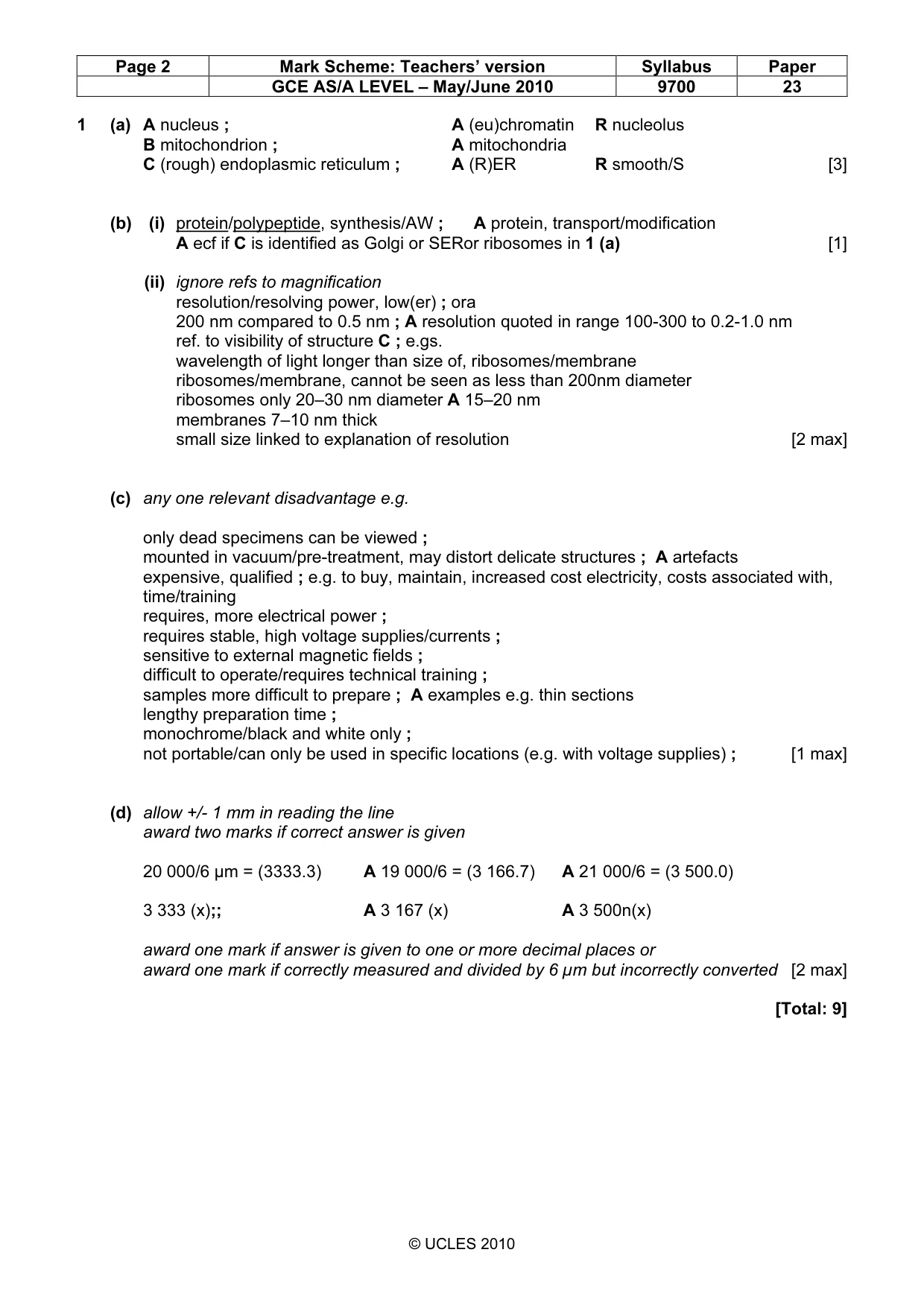 Mark scheme, page 2 of 6