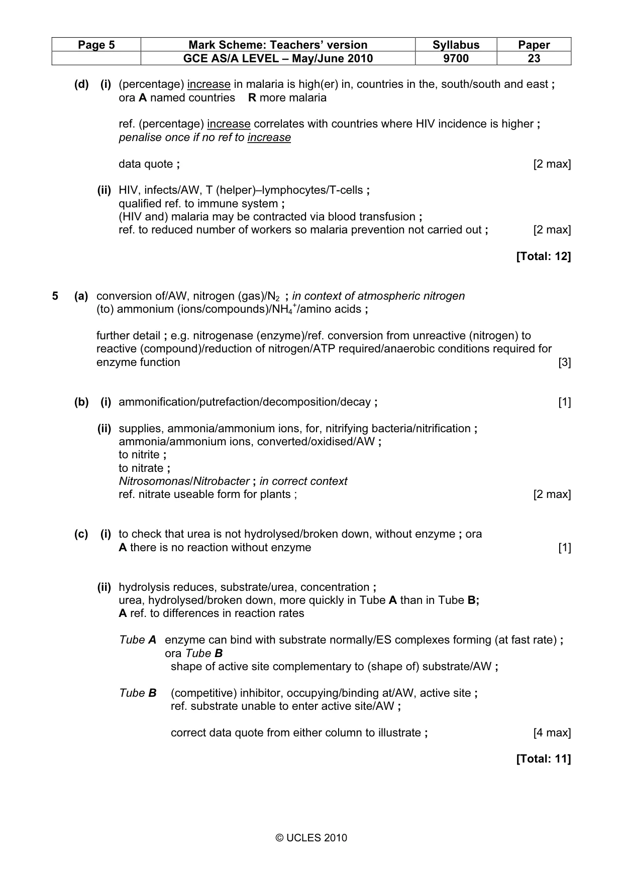 Mark scheme, page 5 of 6