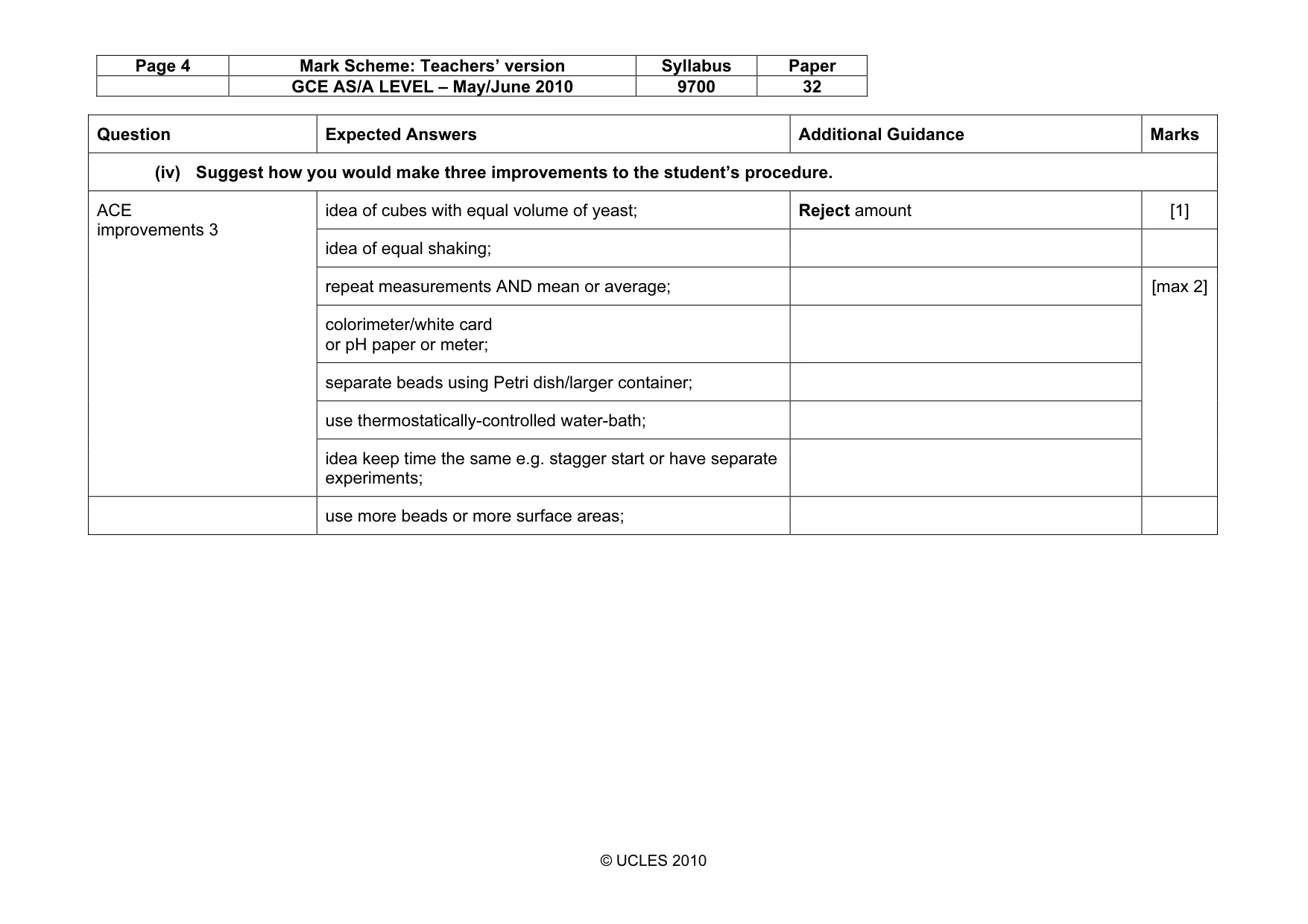 Mark scheme, page 4 of 10