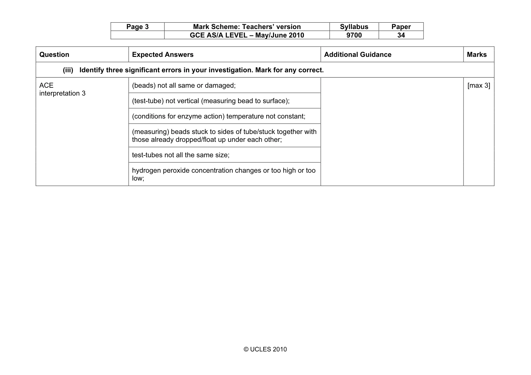 Mark scheme, page 3 of 10