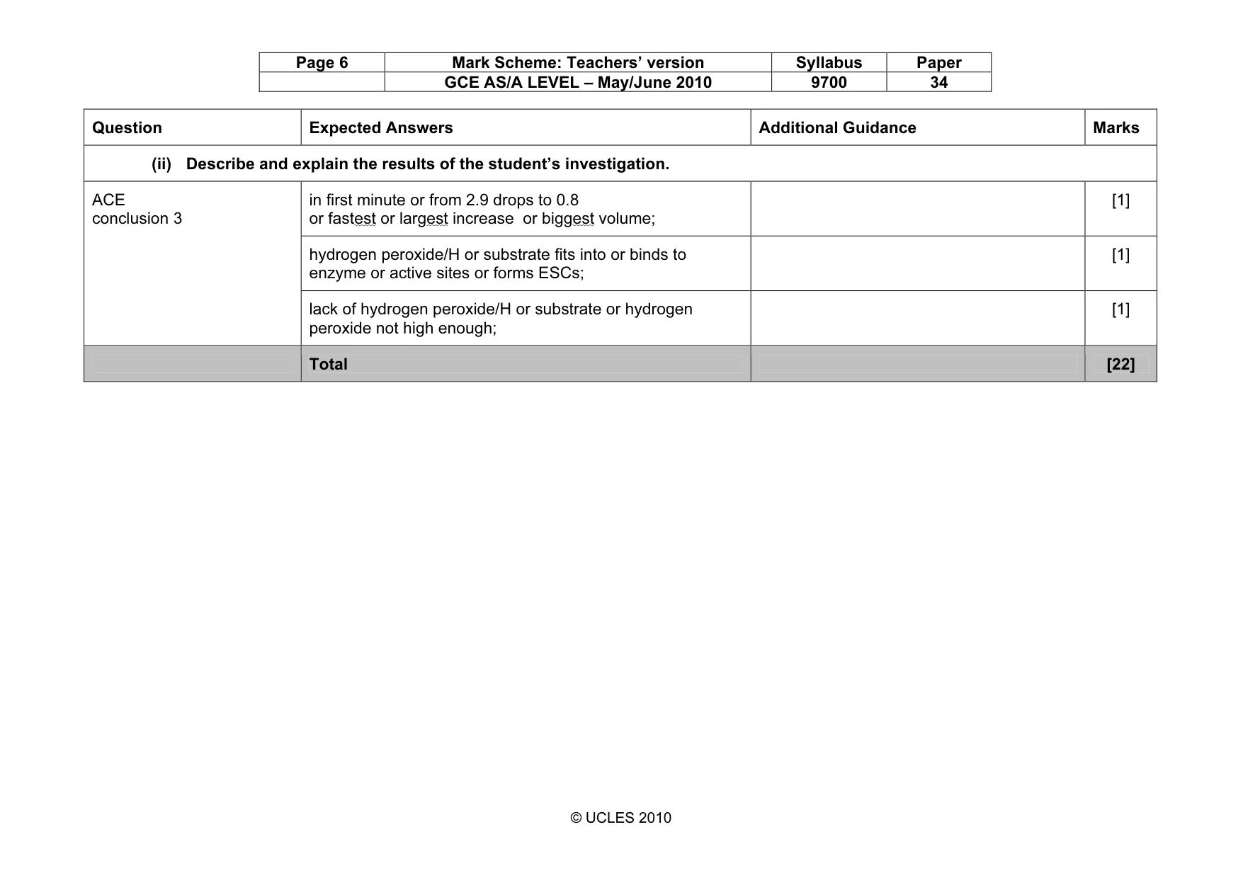 Mark scheme, page 6 of 10