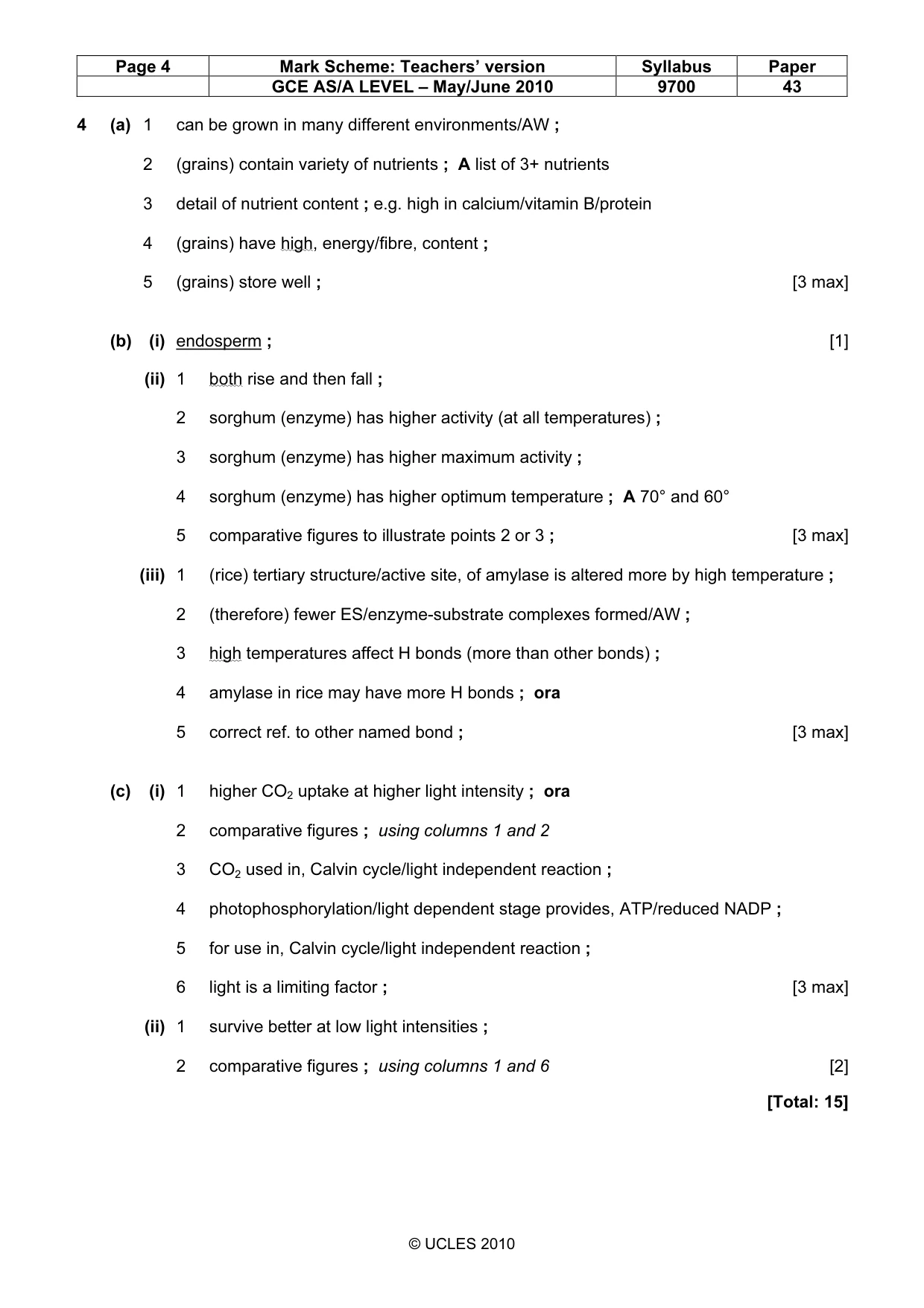 Mark scheme, page 4 of 10