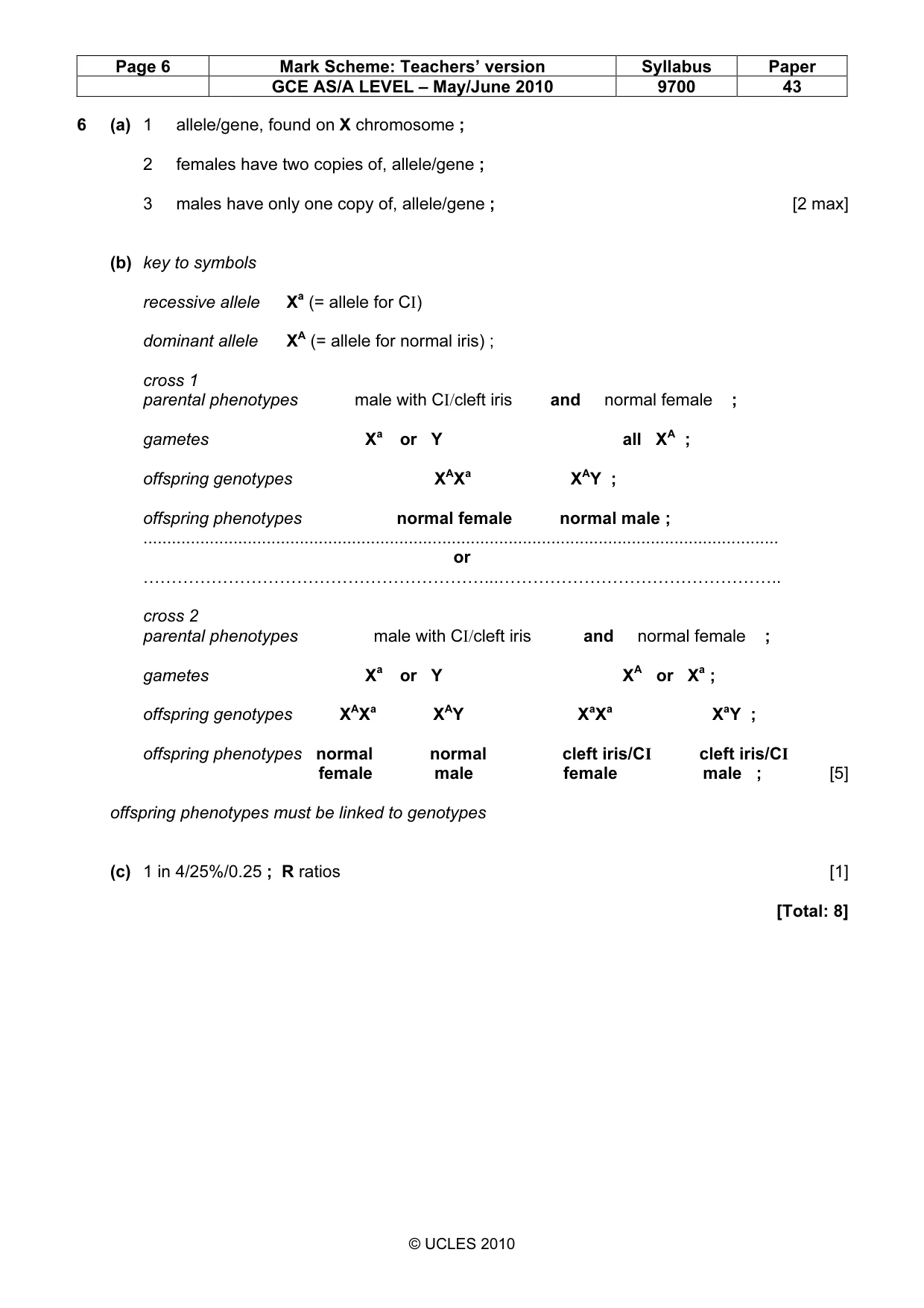 Mark scheme, page 6 of 10