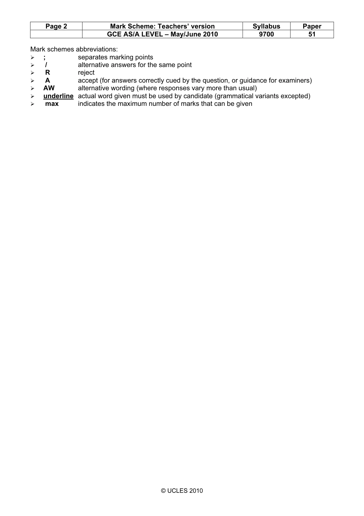 Mark scheme, page 2 of 7