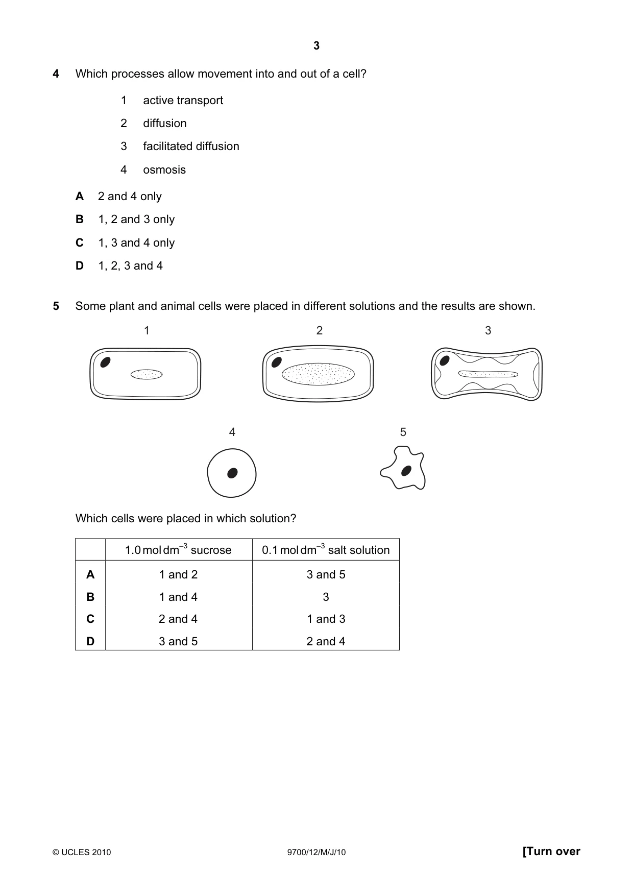 Cambridge A Level Biology 9700 2010 May/June Paper 1 · Variant 2 question paper, page 3 of 20