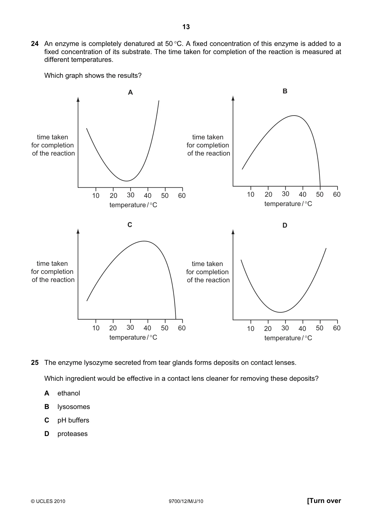 Cambridge A Level Biology 9700 2010 May/June Paper 1 · Variant 2 question paper, page 13 of 20