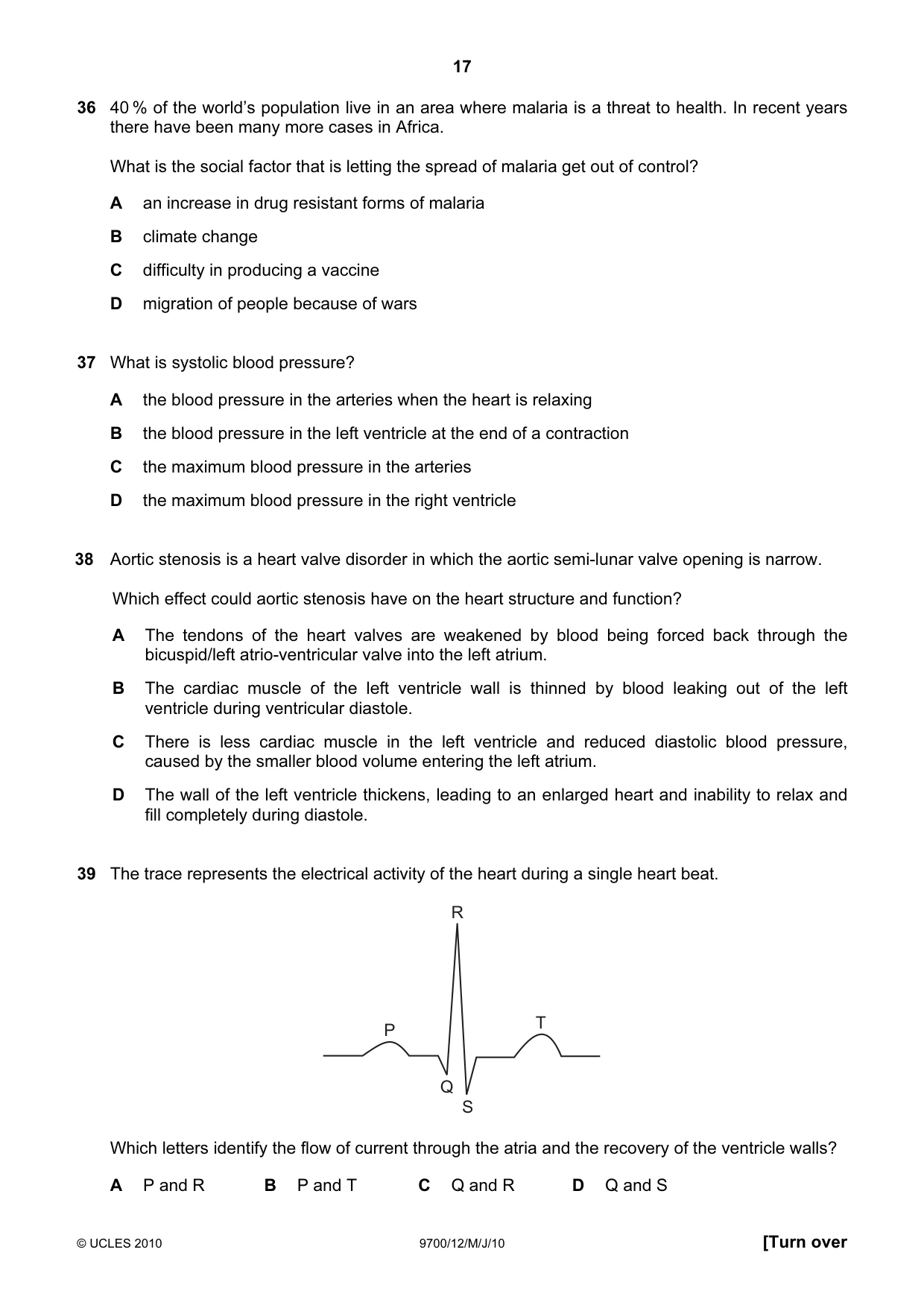 Cambridge A Level Biology 9700 2010 May/June Paper 1 · Variant 2 question paper, page 17 of 20
