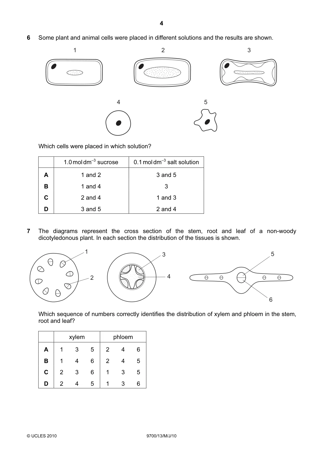 Cambridge A Level Biology 9700 2010 May/June Paper 1 · Variant 3 question paper, page 4 of 20