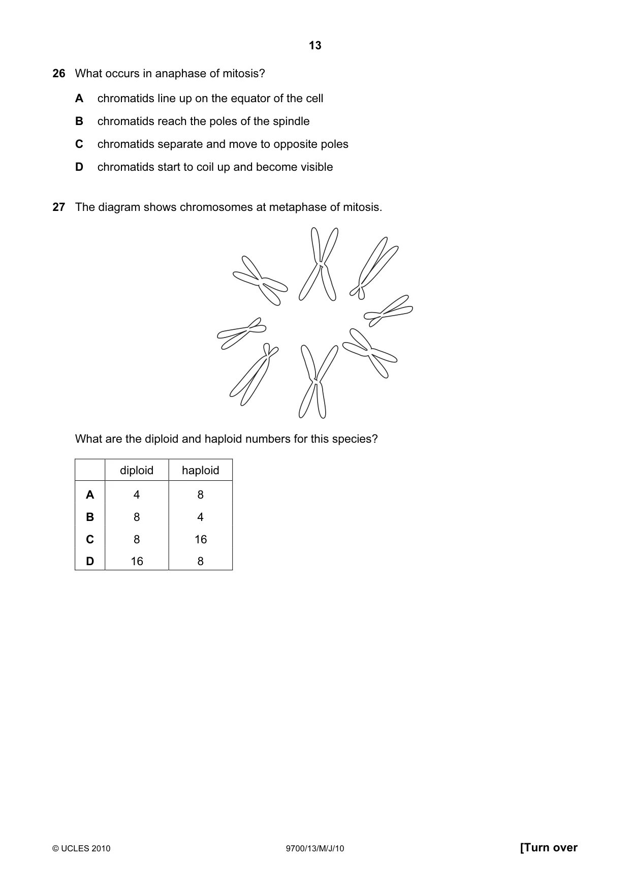 Cambridge A Level Biology 9700 2010 May/June Paper 1 · Variant 3 question paper, page 13 of 20