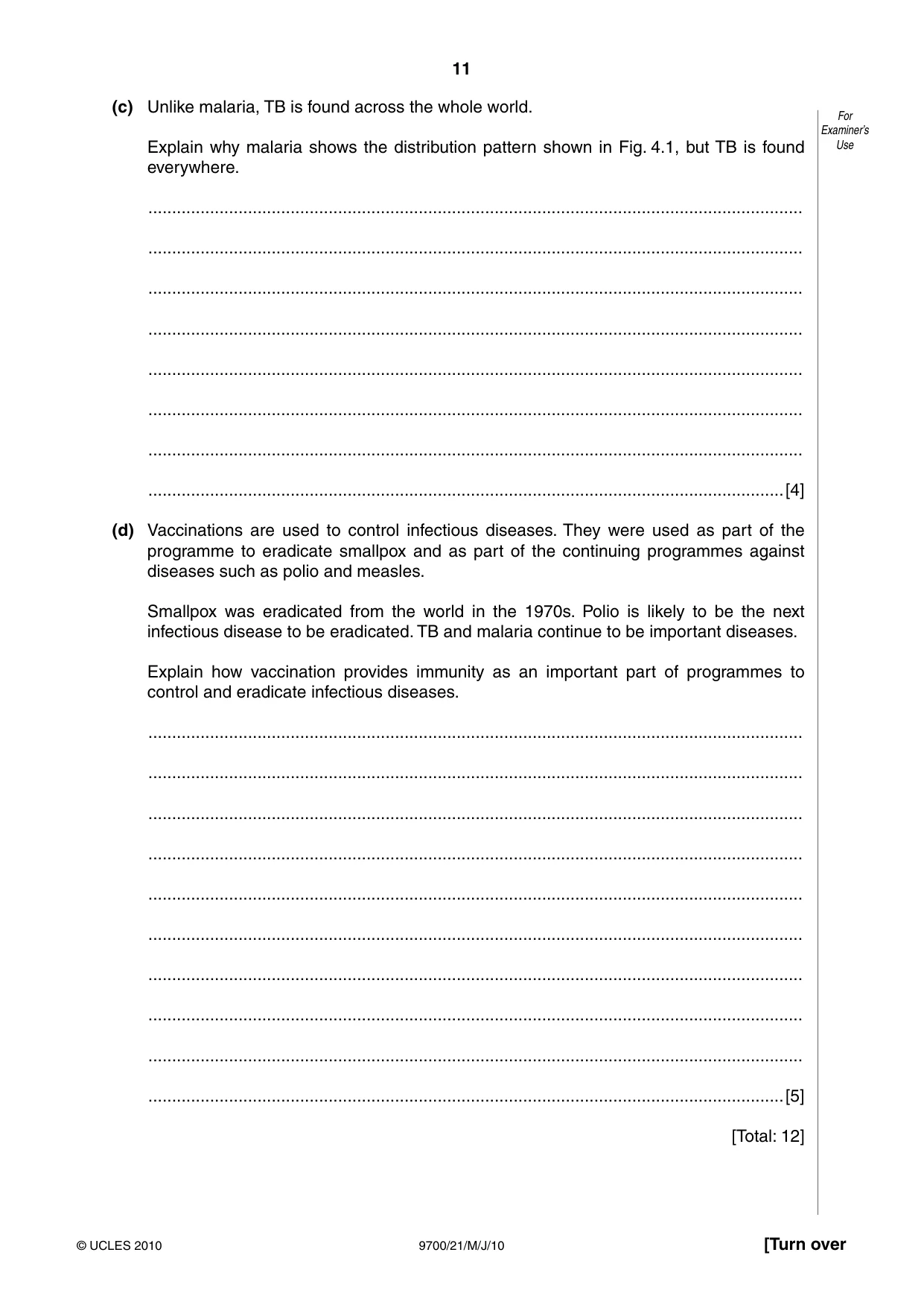 Cambridge A Level Biology 9700 2010 May/June Paper 2 · Variant 1 question paper, page 11 of 16