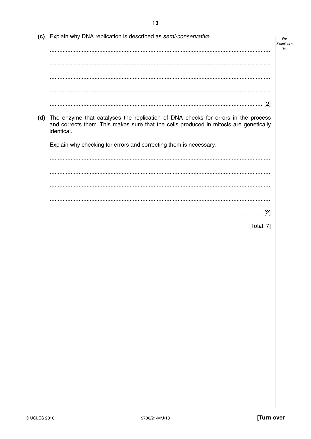 Cambridge A Level Biology 9700 2010 May/June Paper 2 · Variant 1 question paper, page 13 of 16